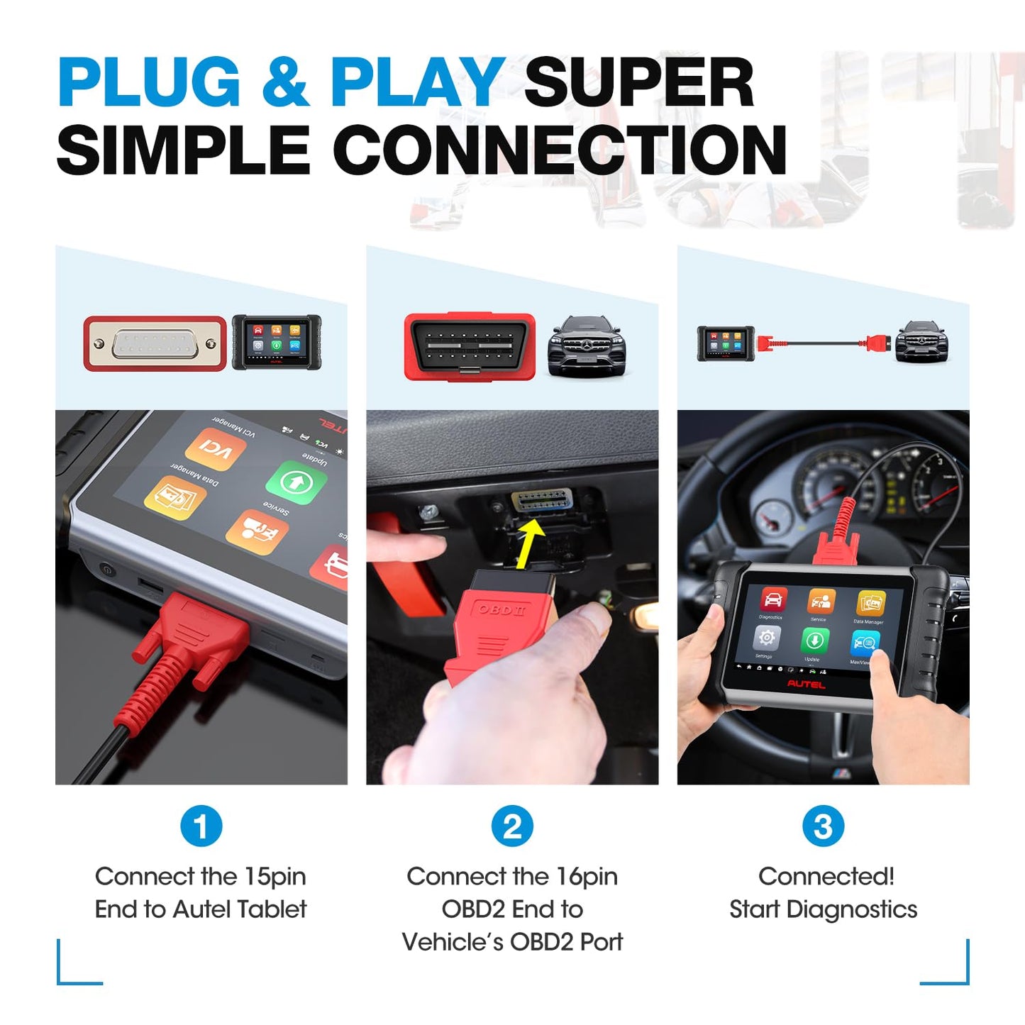 Autel OBD2 Main Cable 5.6FT – For MK808, MX808, DS808, IM508