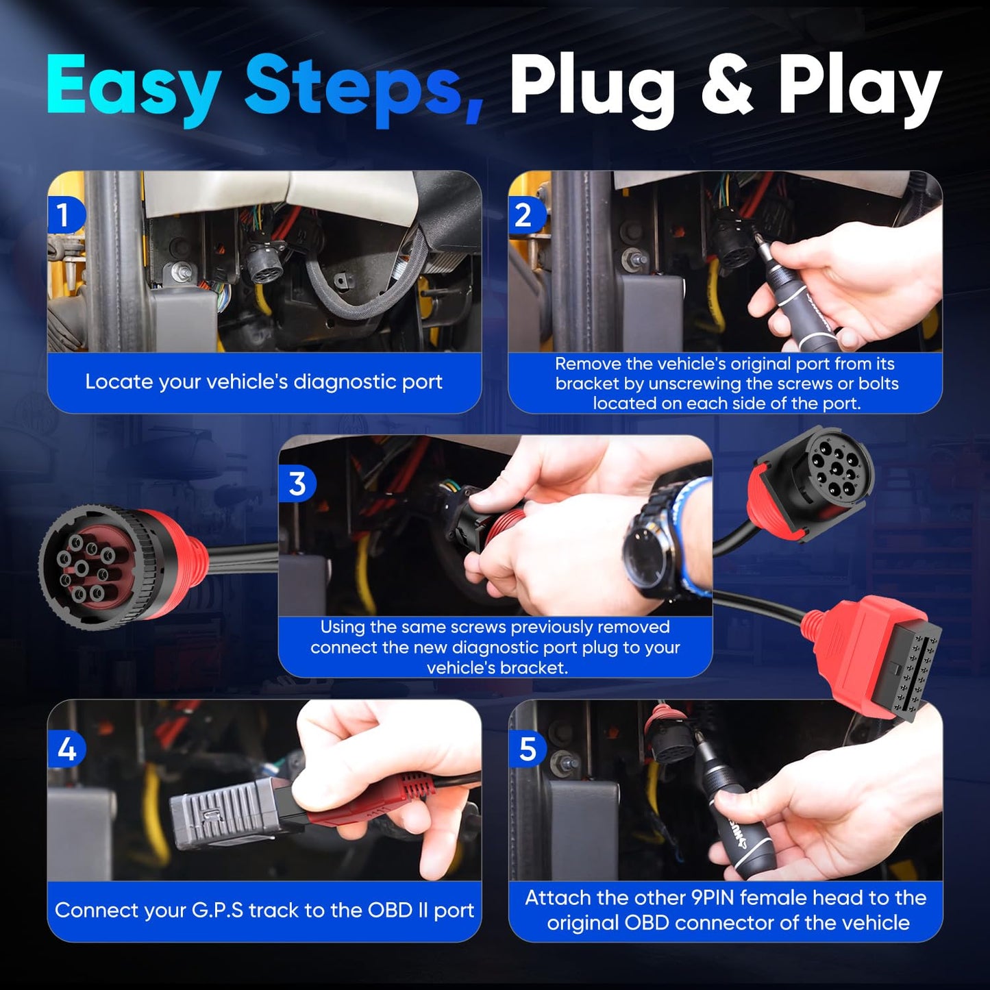 Autel J1939 to OBD2 Adapter Cable for Truck Diagnostics