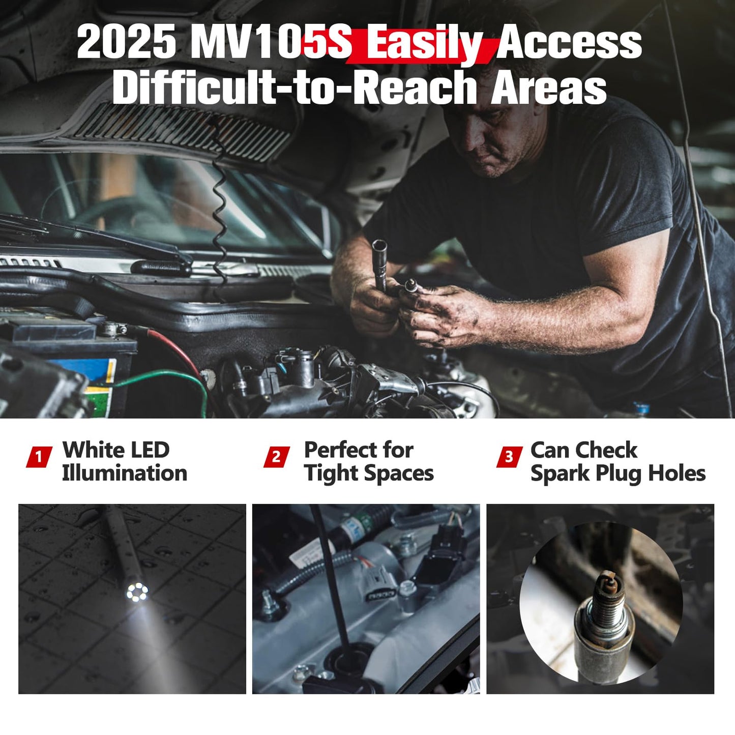Autel MaxiVideo MV105S Inspection Camera – 5.5mm Digital Borescope