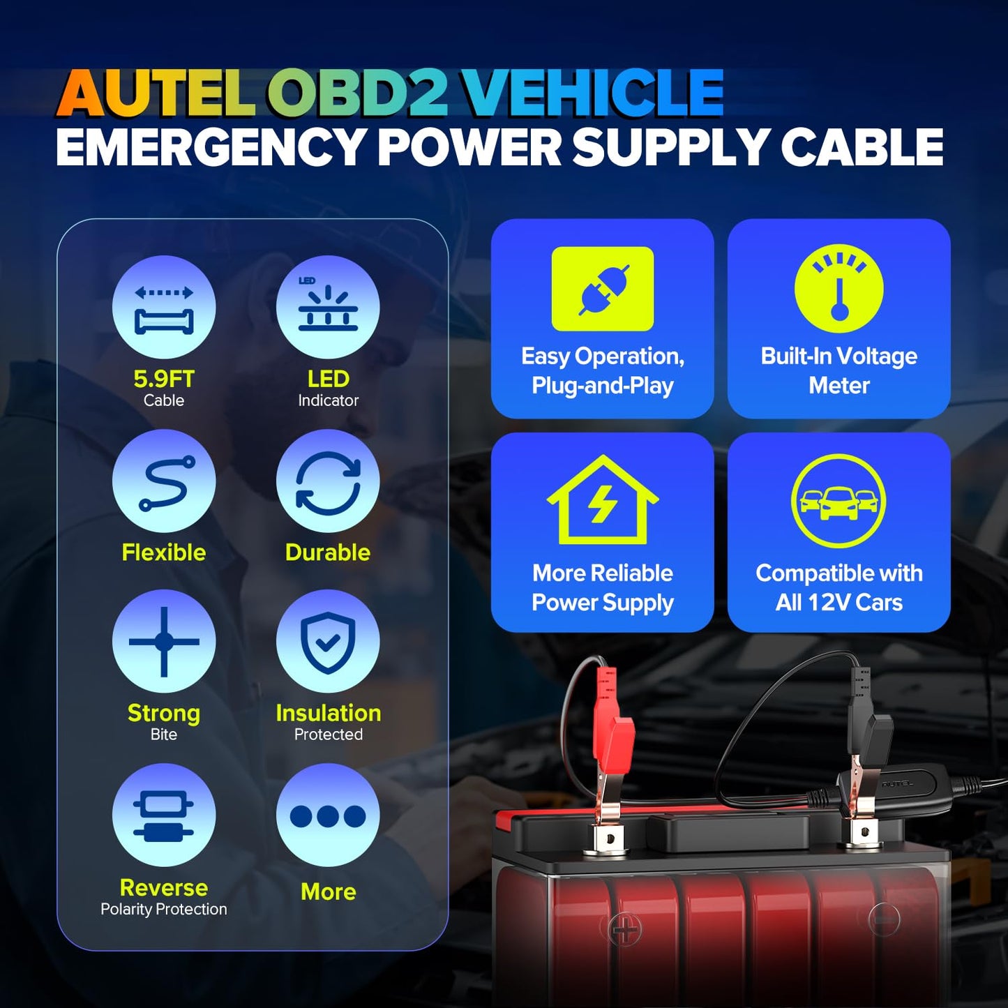 Autel MaxiBAS BTMS OBD2 Memory Saver for 12V Cars