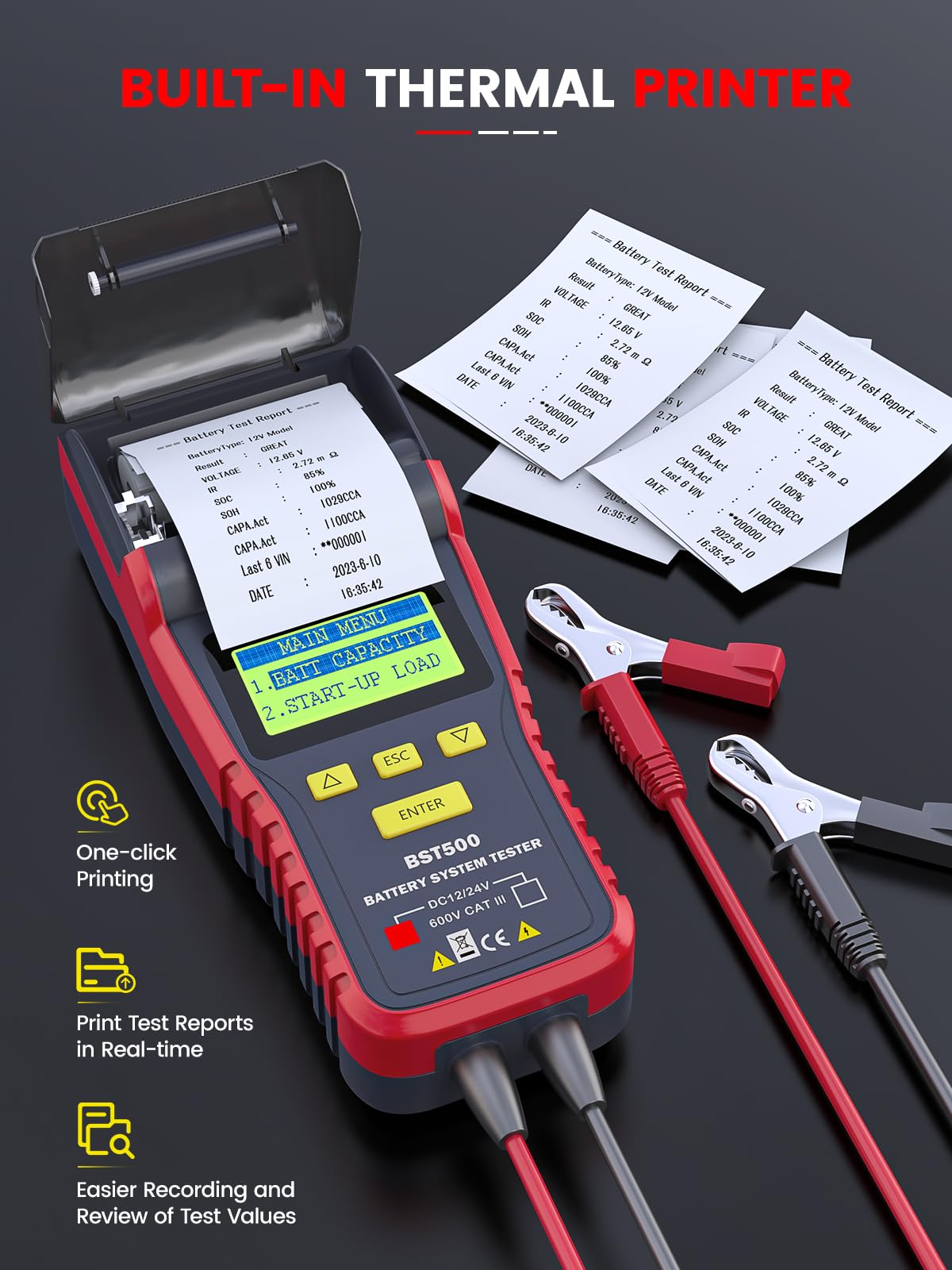 ANCEL BST500 12V/24V Car Battery Tester with Printer & Analyzer