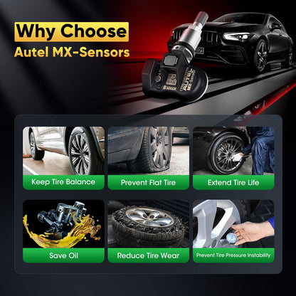 Autel MX-Sensor TPMS Set of 8 – Dual 315/433MHz Metal