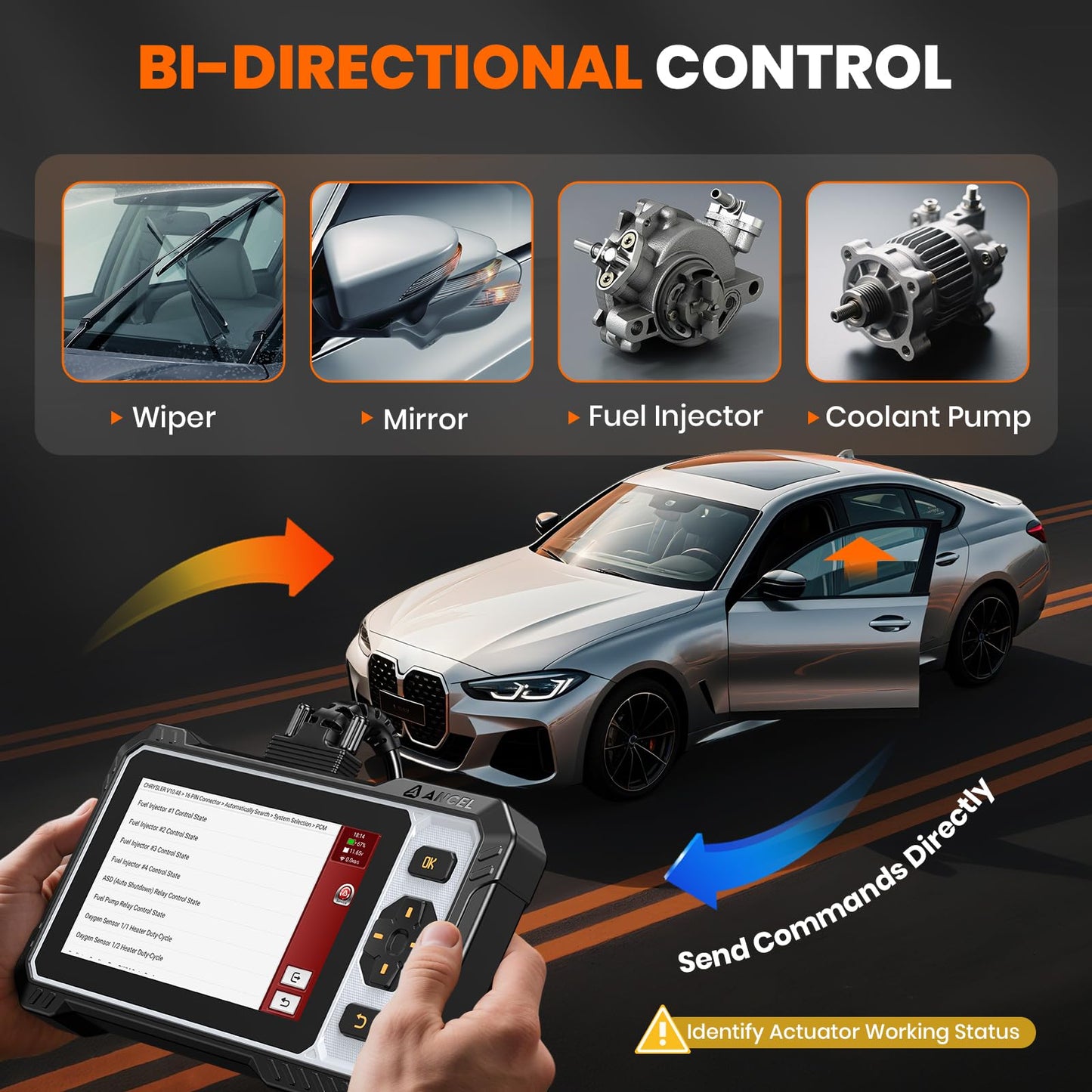 ANCEL FX6100 OBD2 Scanner with Bidirectional Active Test & 15+ Reset Services
