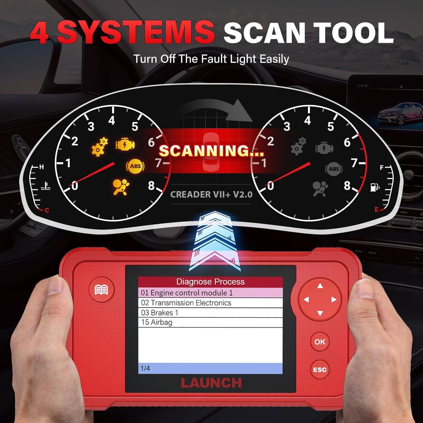 LAUNCH X431 Creader VII+ V2.0 2025 OBD2 Scanner with 3 Reset Functions