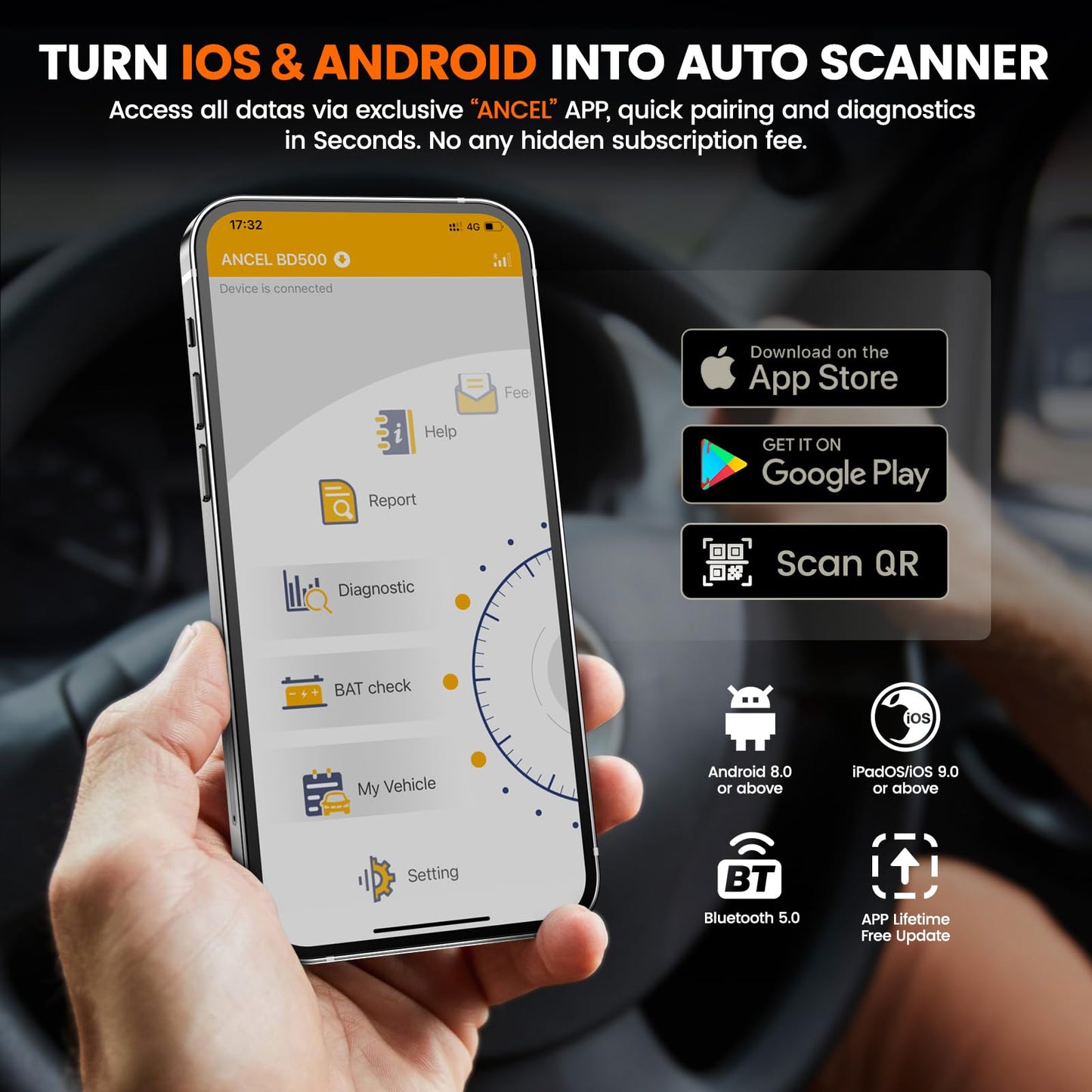 ANCEL BD200 Pro Bluetooth OBD2 Scanner – ABS SRS Transmission Diagnostic
