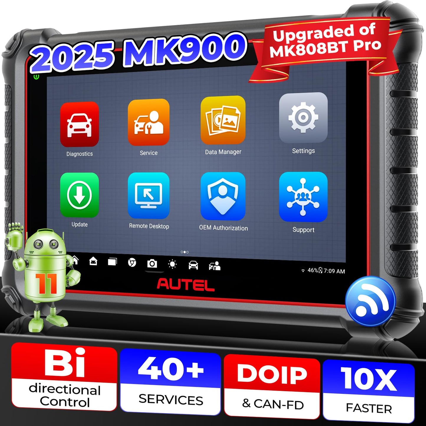 Autel MaxiCOM MK900 Diagnostic Scanner 2025 - Bidirectional, 40+ Resets
