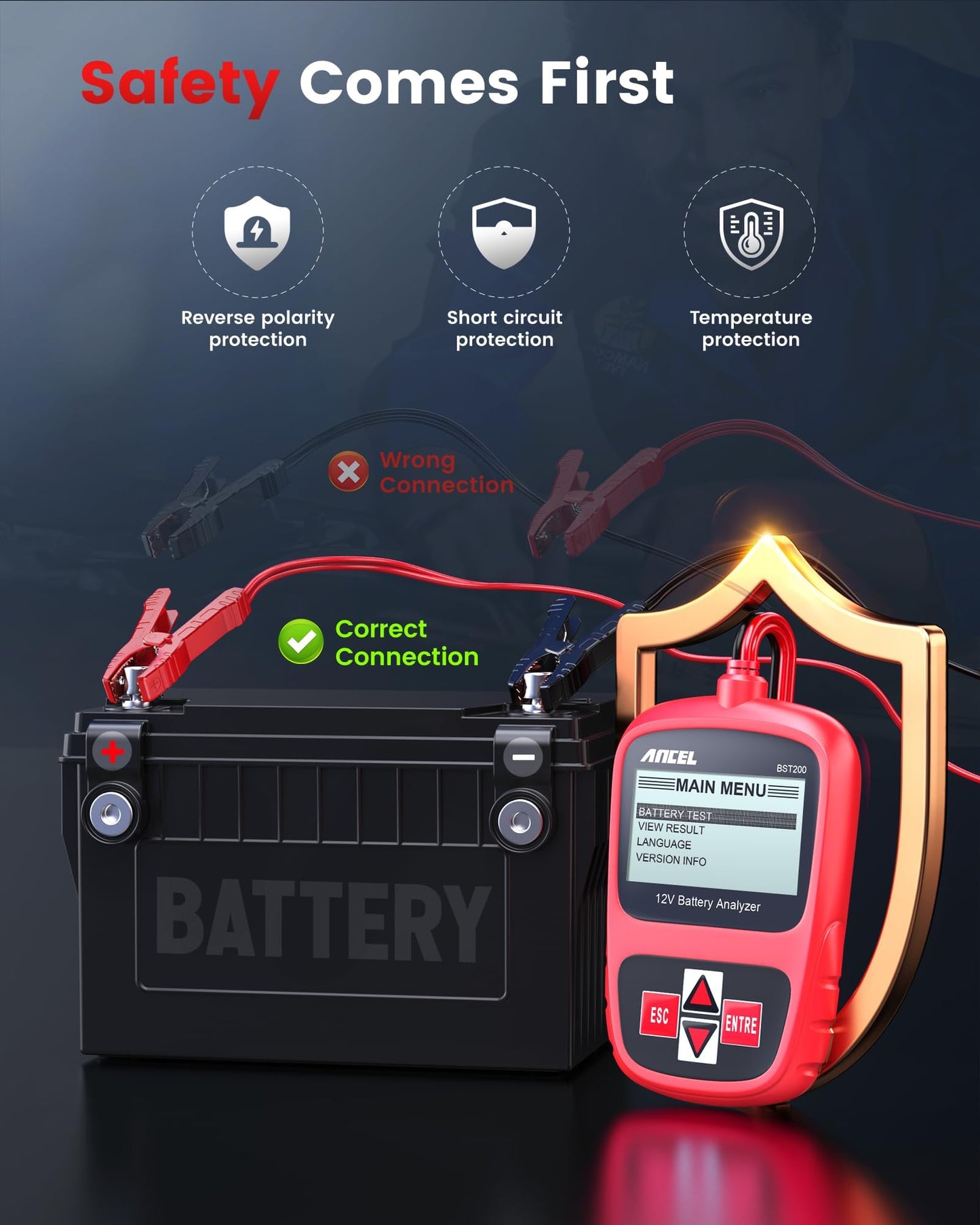 ANCEL BST200 12V Car Battery Tester for Cars, Trucks, SUVs, Boats