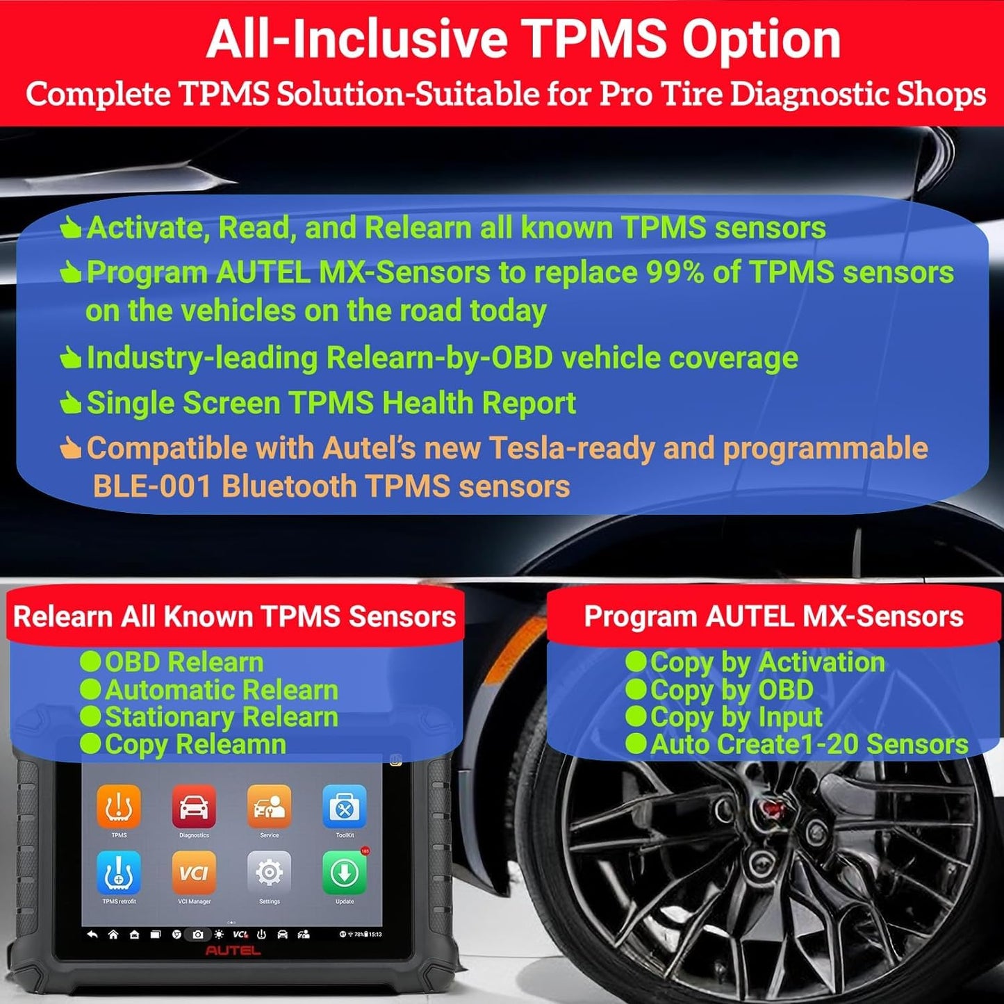 Autel MaxiTPMS TS900 Kit with 4 MX Sensors & Full TPMS Functions
