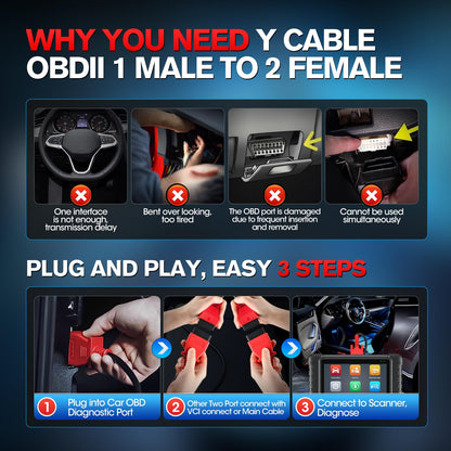 Autel OBD2 Splitter Extension Cable 1M to 2F – 2FT