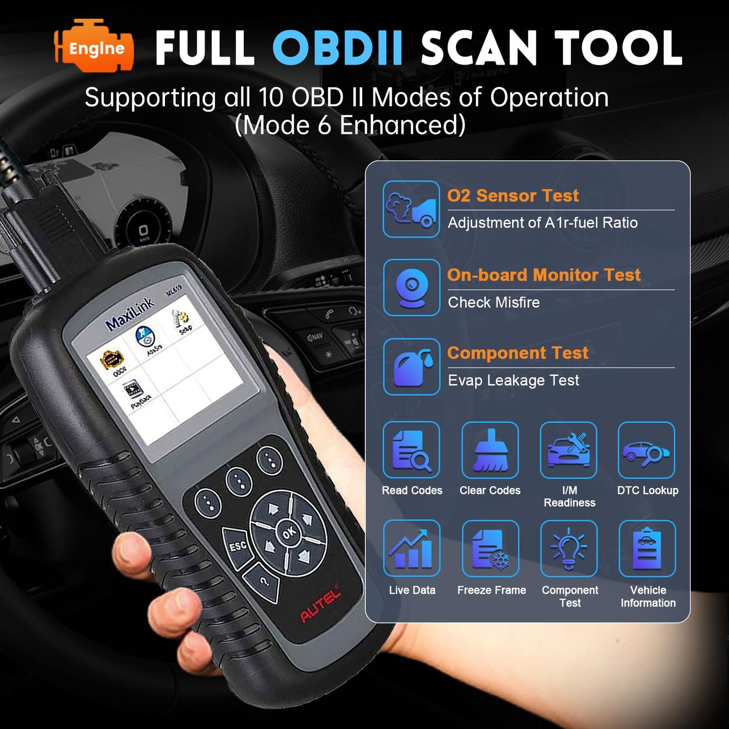 Autel Maxilink ML619 OBD2 Scanner with ABS & SRS Diagnostics