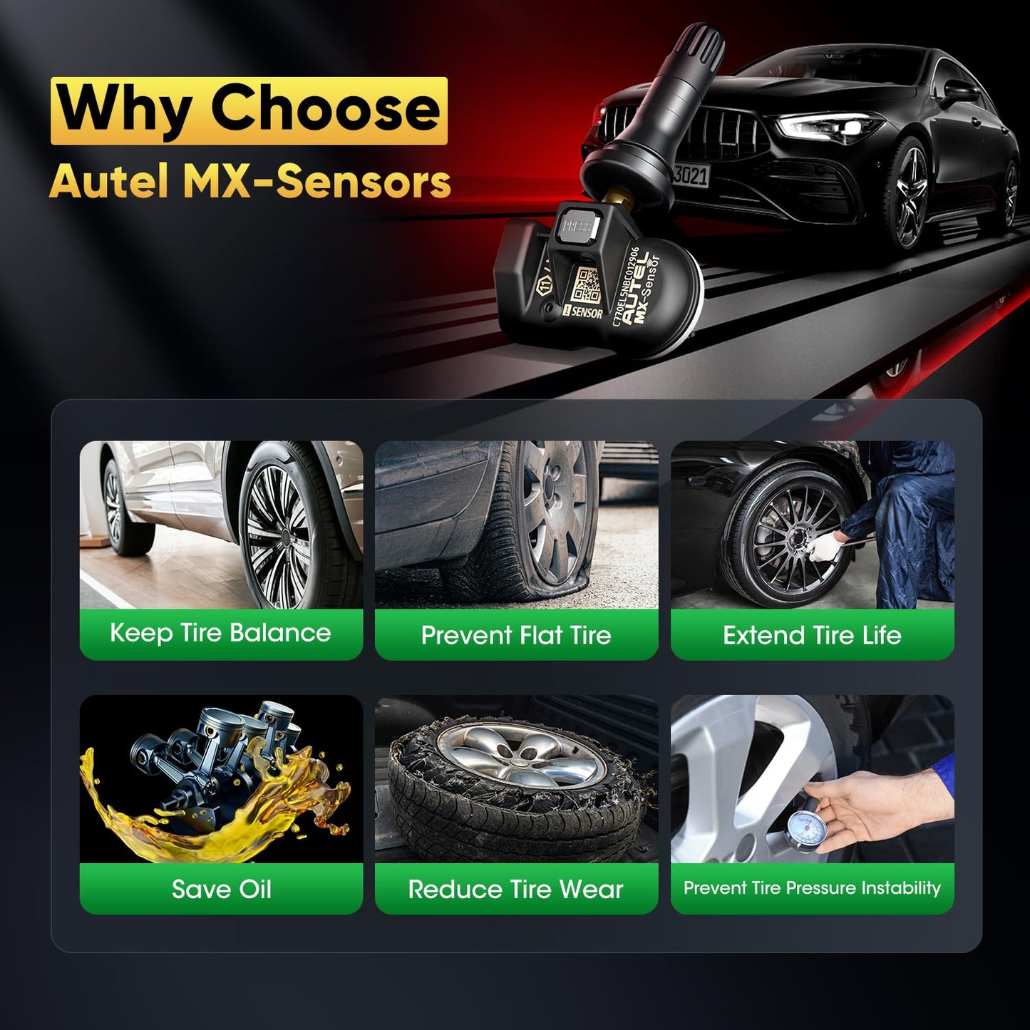 Autel MX-Sensor 2-in-1 TPMS 315MHz/433MHz – Set of 4