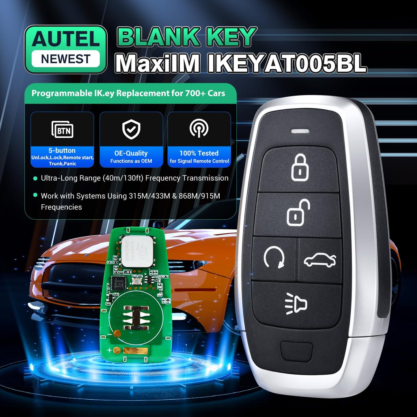 Autel MaxiIM IKEYAT005BL Universal 5-Button Key Fob for 700+ Cars