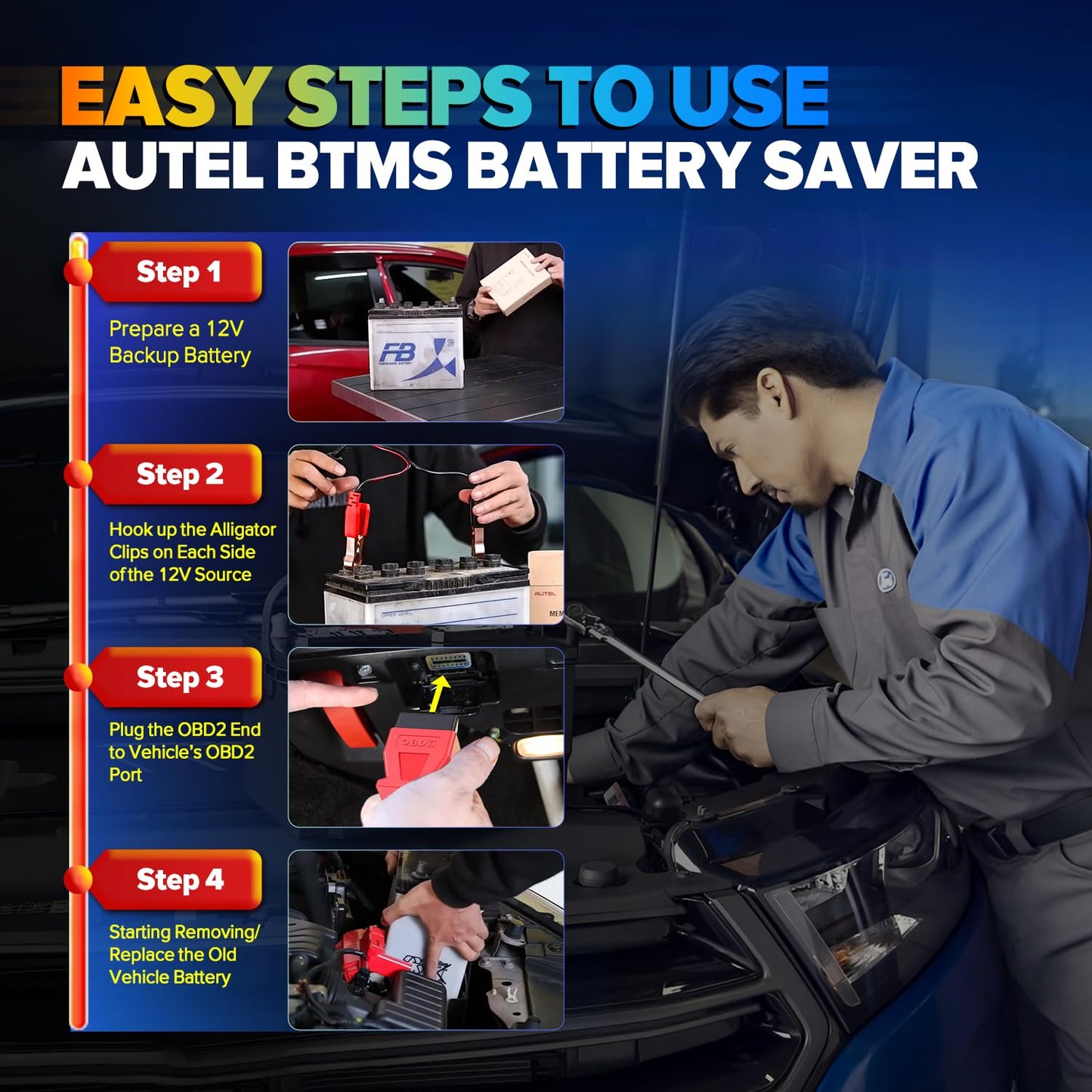 Autel MaxiBAS BTMS OBD2 Memory Saver for 12V Cars