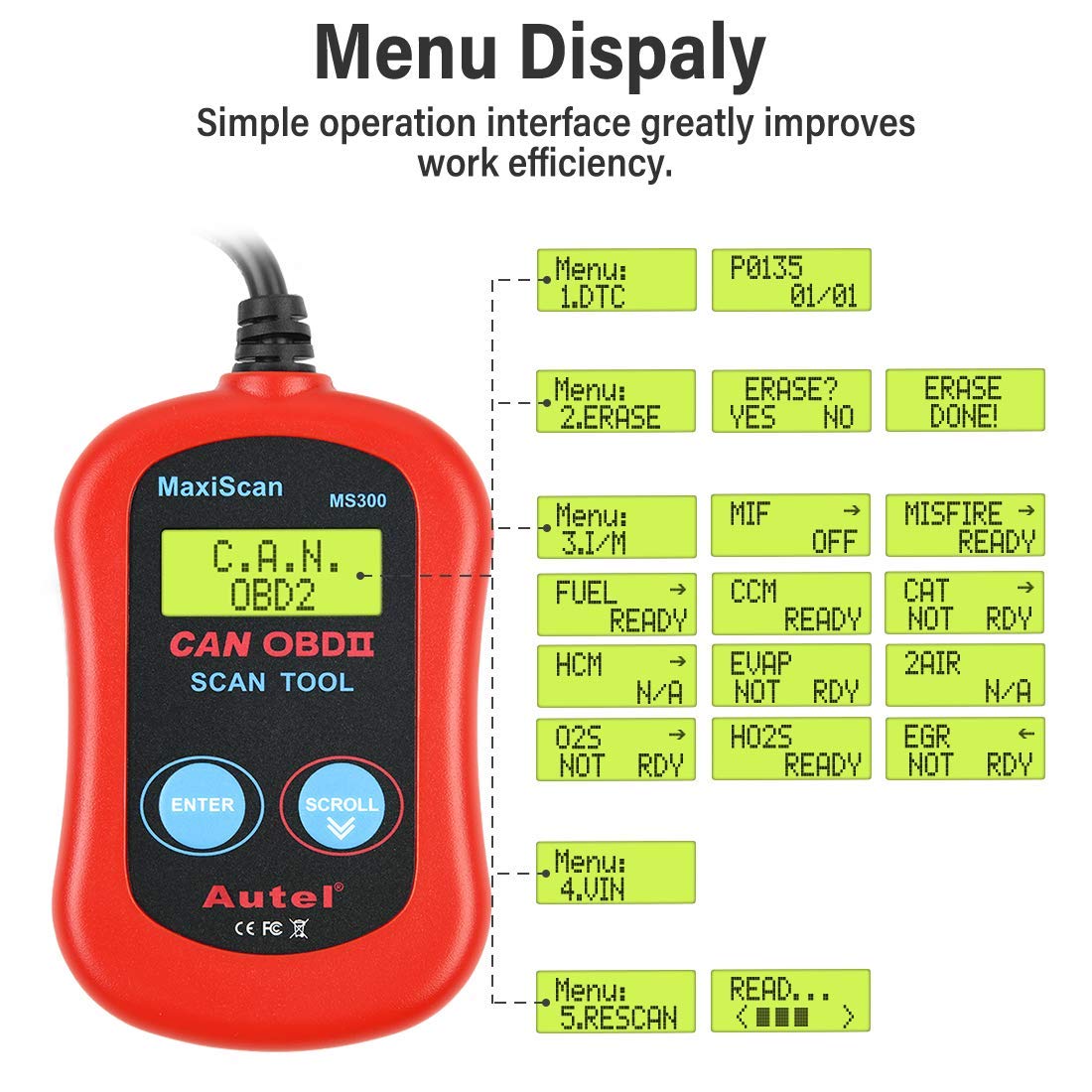 Autel MS300 OBD2 Code Reader – Check Engine Light Tool