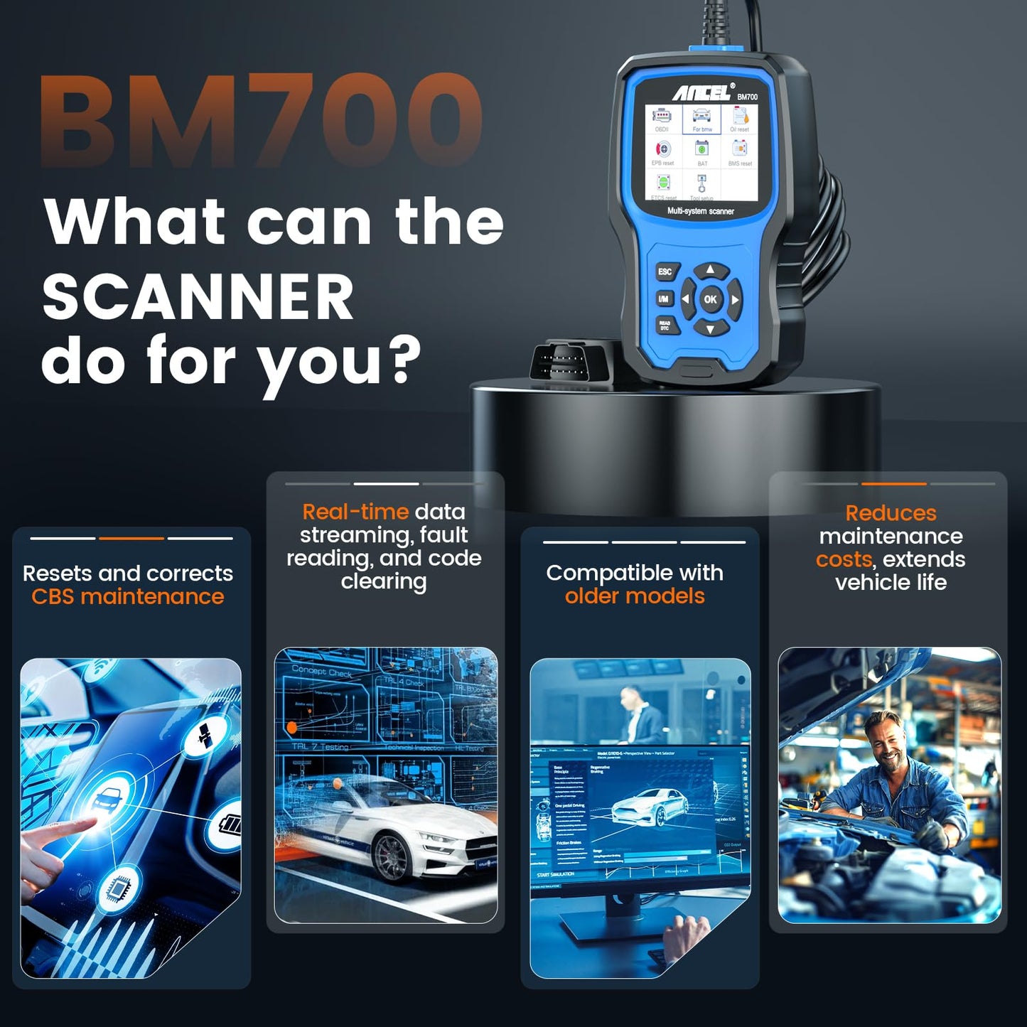 Ancel BM700 BMW Full System OBD2 Scanner with Battery Reset