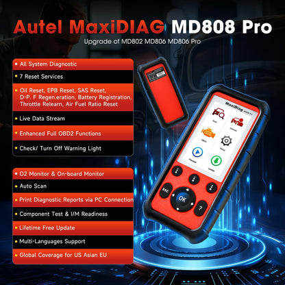 Autel MD808 PRO OBD2 Scanner – All-System Diagnostics & 7 Services