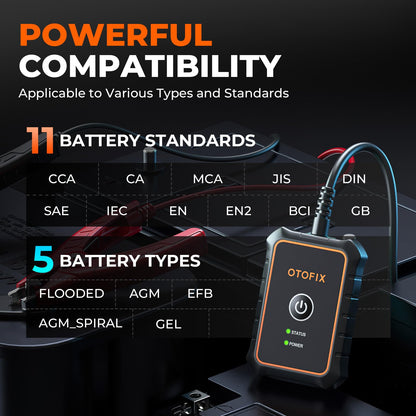 OTOFIX BT1 Lite Car Battery Tester 6V-12V with Cranking & Charging System Scan
