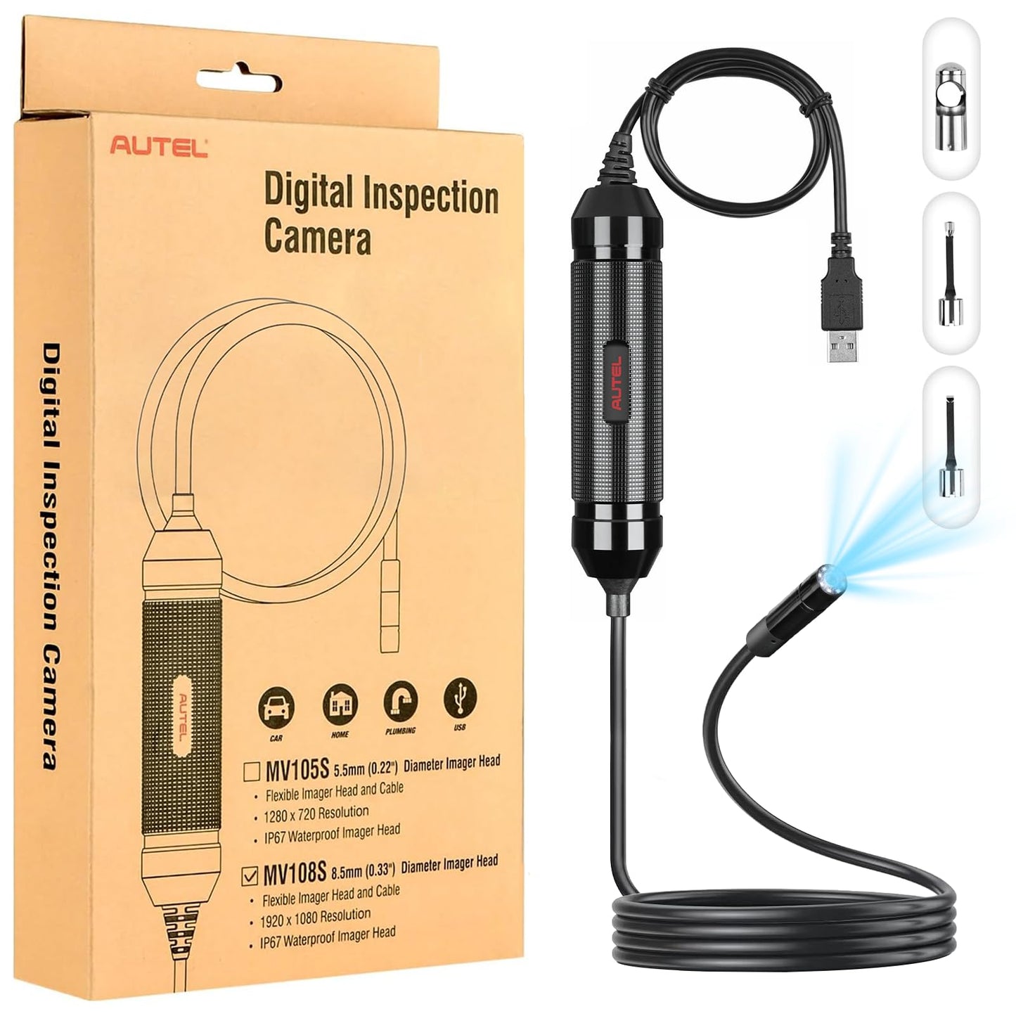Autel MV108S USB Borescope HD Inspection Camera 2025