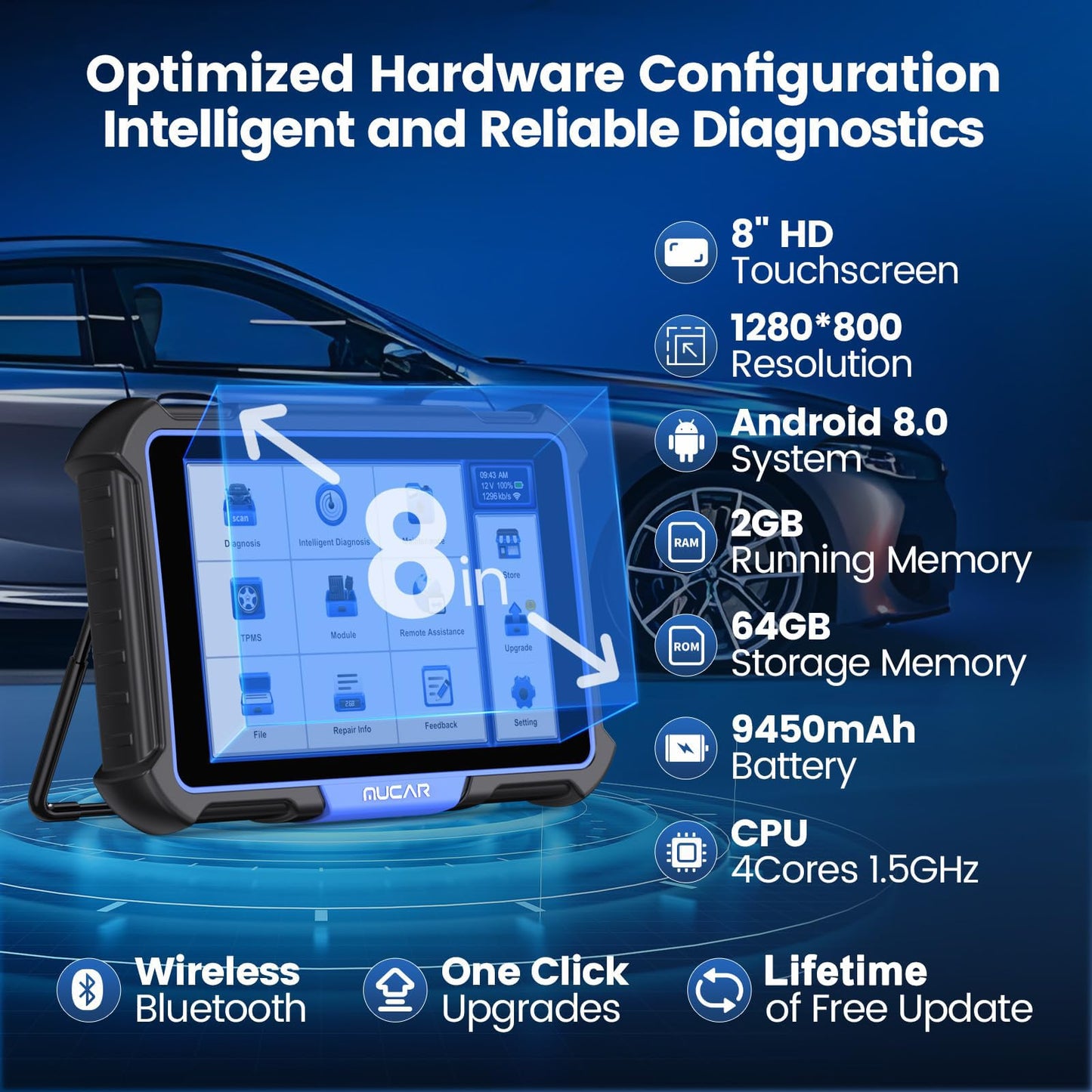 MUCAR VO8 OBD2 Scanner with ECU Coding & 34+ Services