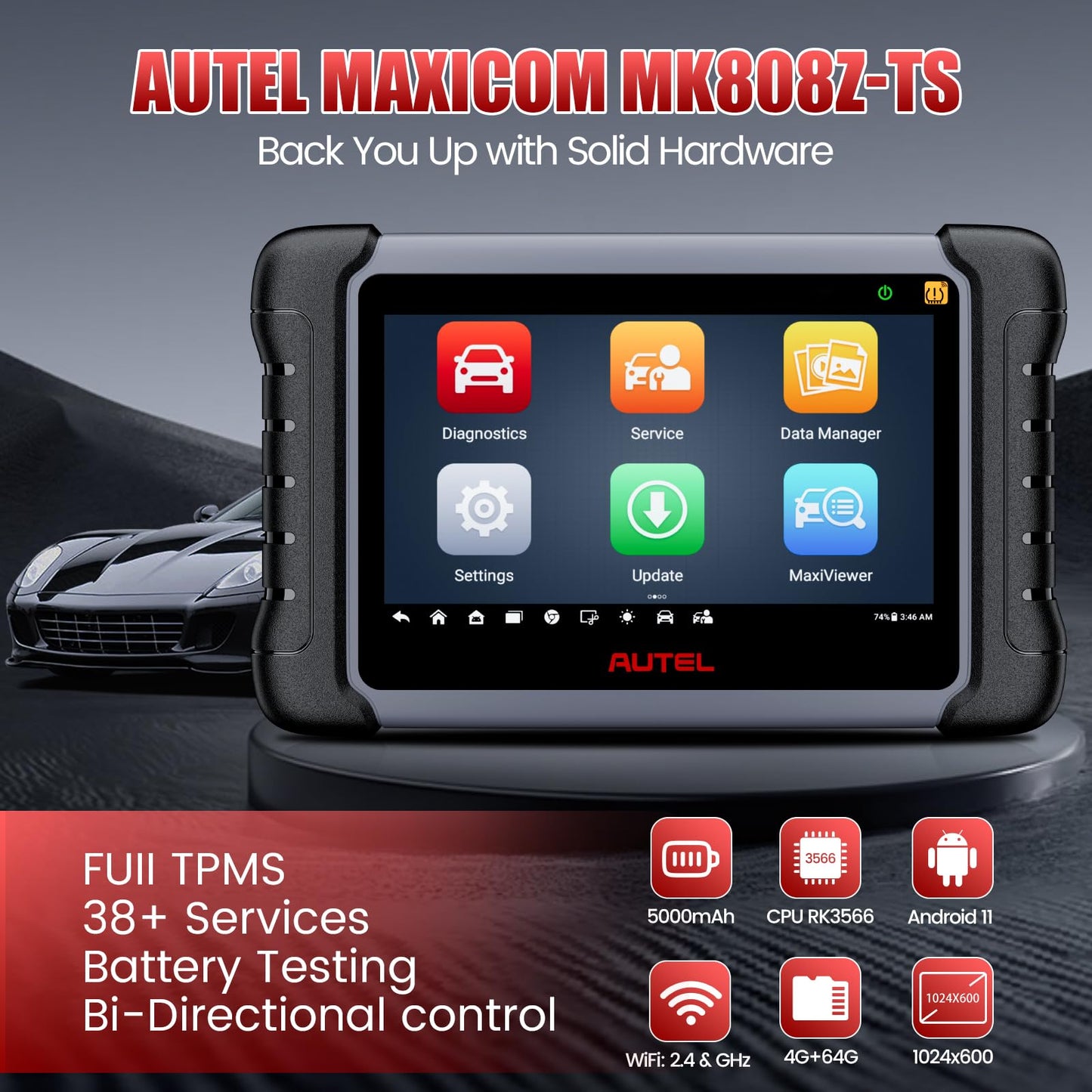 Autel MaxiCOM MK808Z-TS 2024 Bi-Directional OBD2 Scanner with Full TPMS