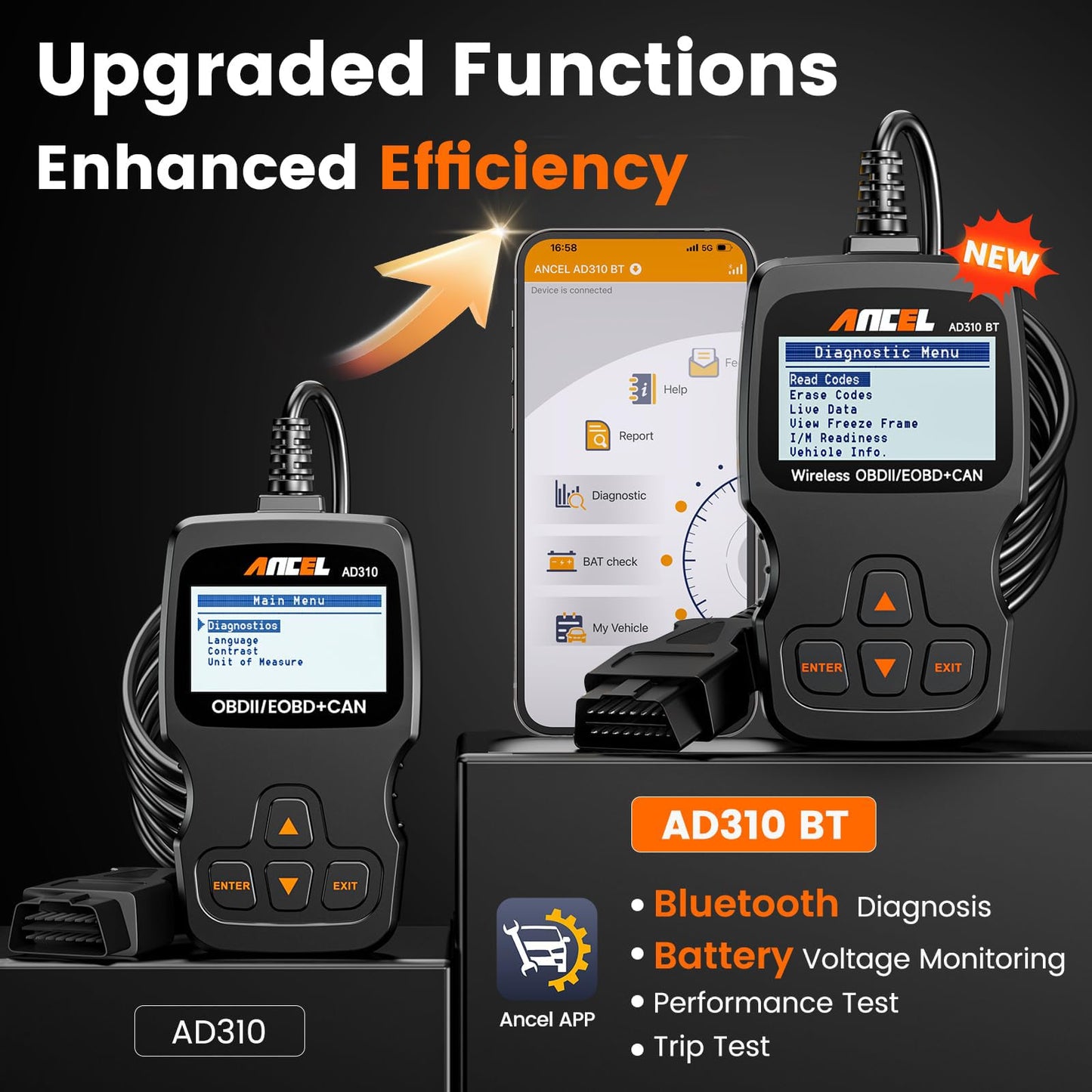ANCEL AD310BT Bluetooth OBD2 Scanner for iOS & Android
