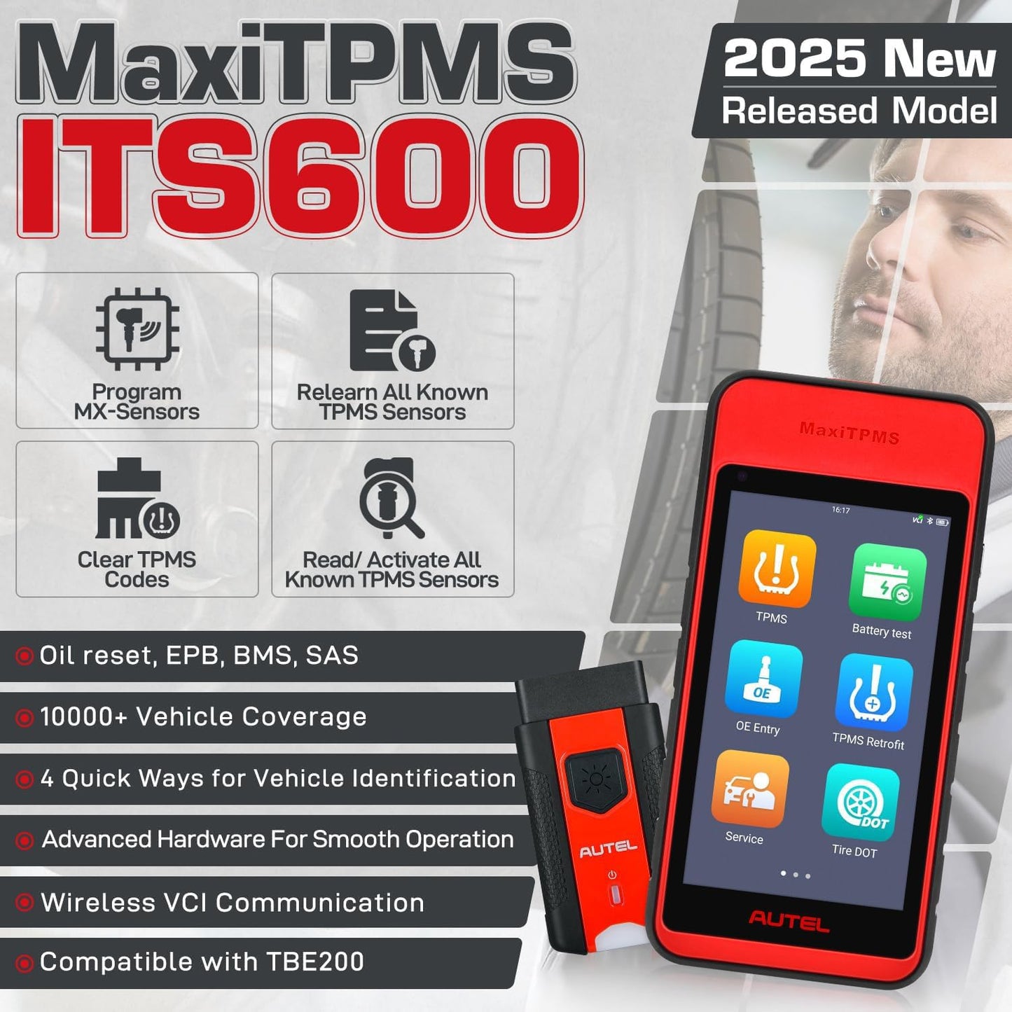 Autel MaxiTPMS ITS600 (E) TPMS Tool 2025 with 4 Services