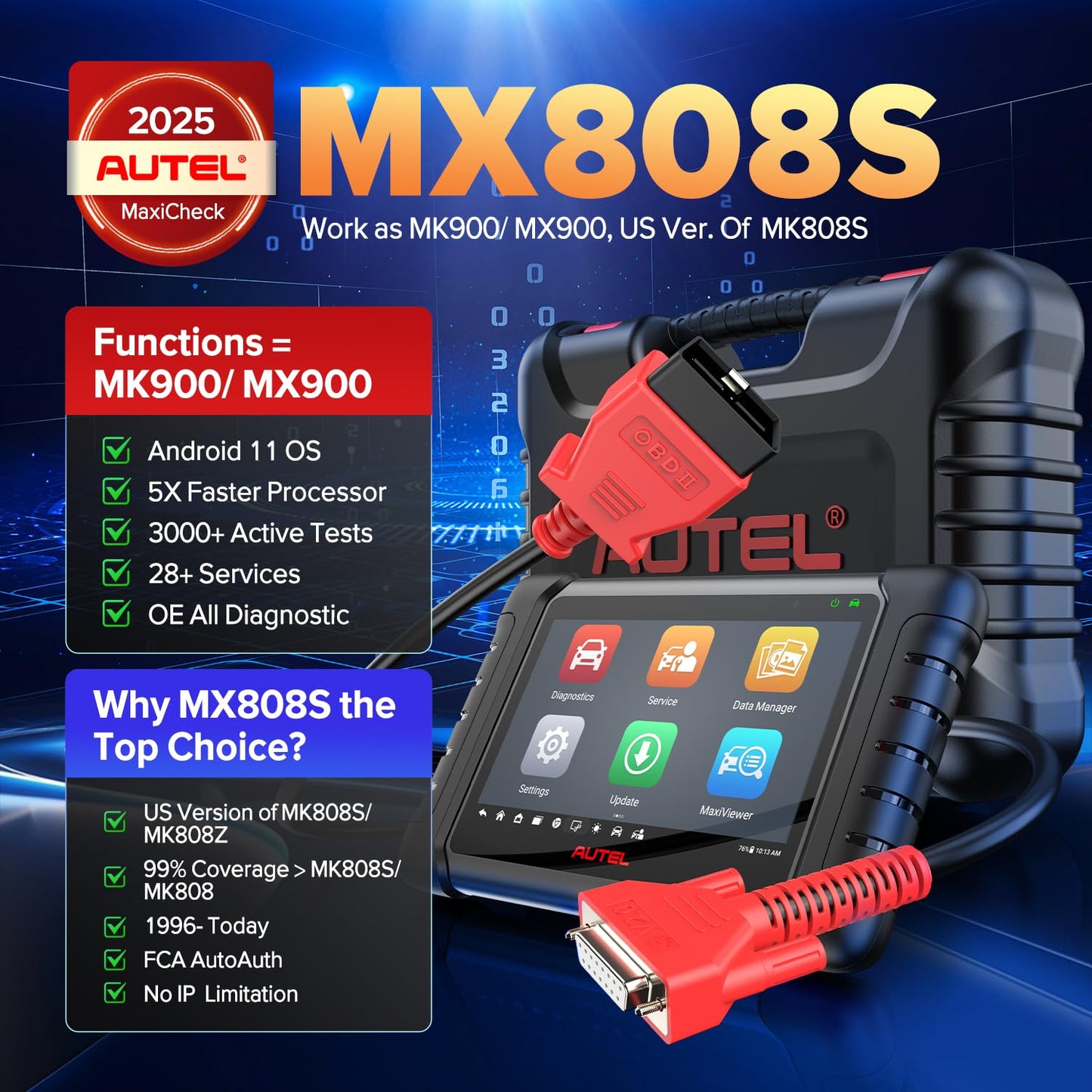 Autel MaxiCheck MX808S OBD2 Scanner – 2025 Bidirectional Tool