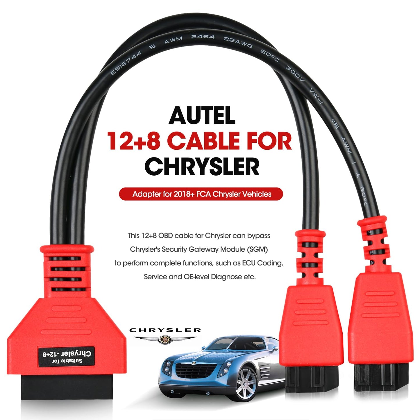 Autel 12+8 OBD2 Adapter for Chrysler | Bypass FCA Gateway Cable