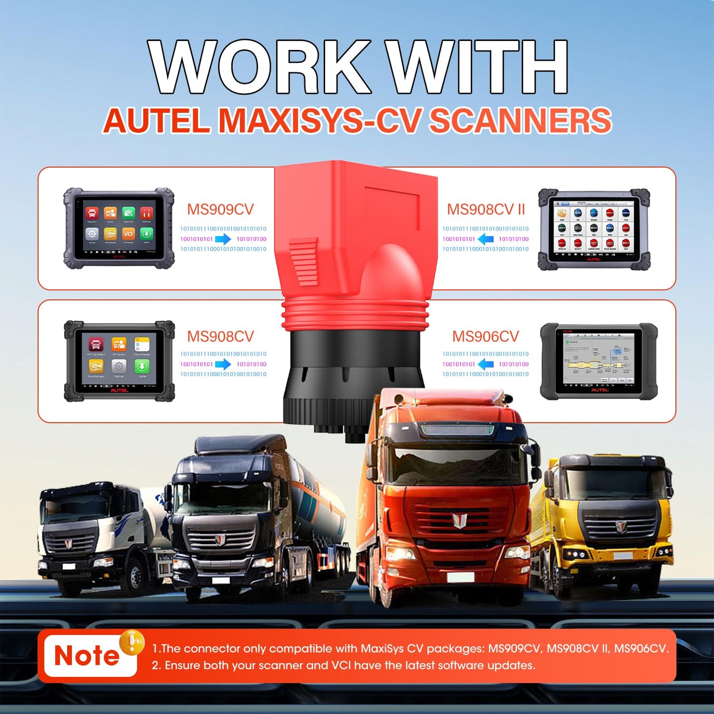 Autel 9Pin J1939 to 16Pin OBD2 Adapter for Heavy Duty Trucks