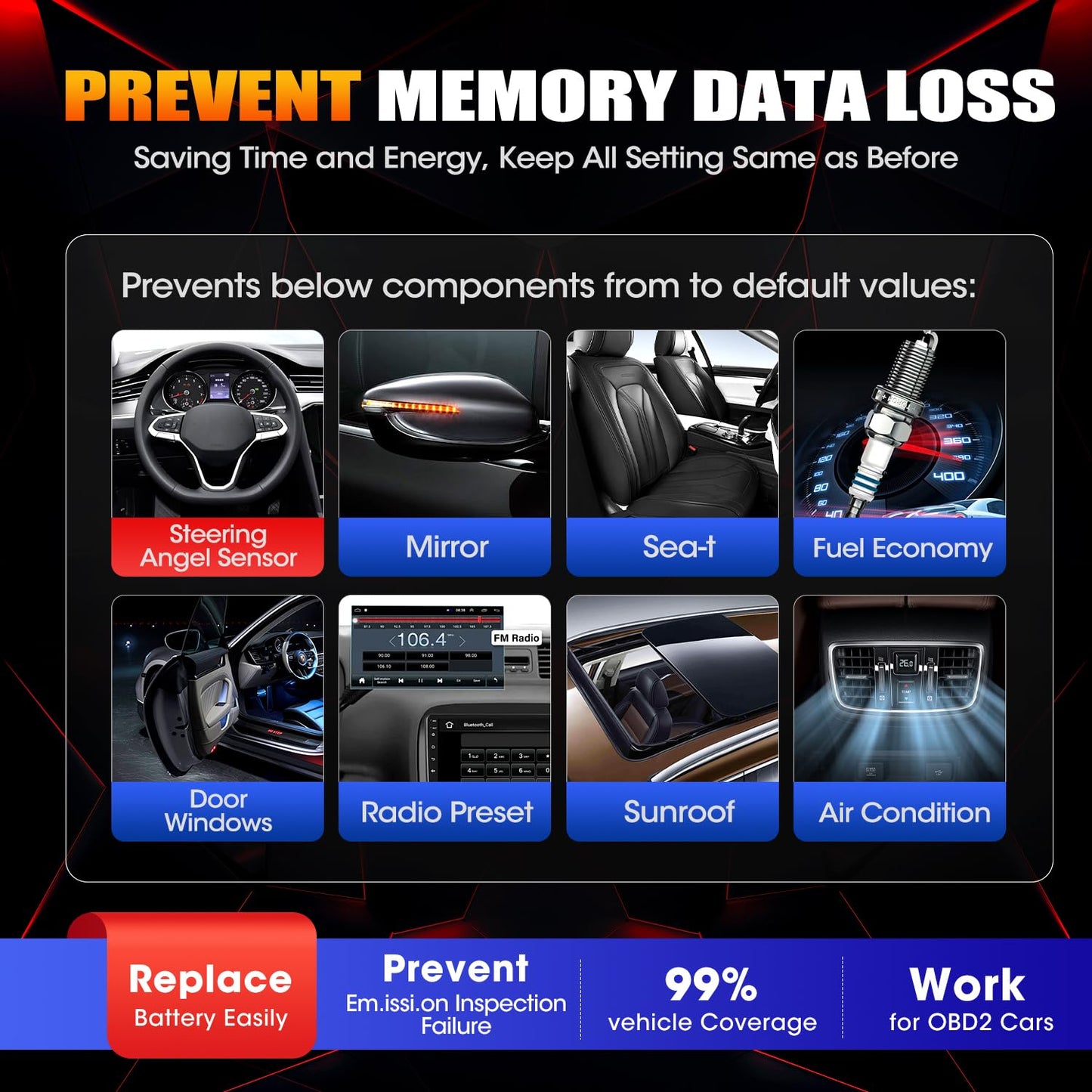 Autel MaxiBAS BTMS OBD2 Memory Saver – 12V Battery Backup Tool
