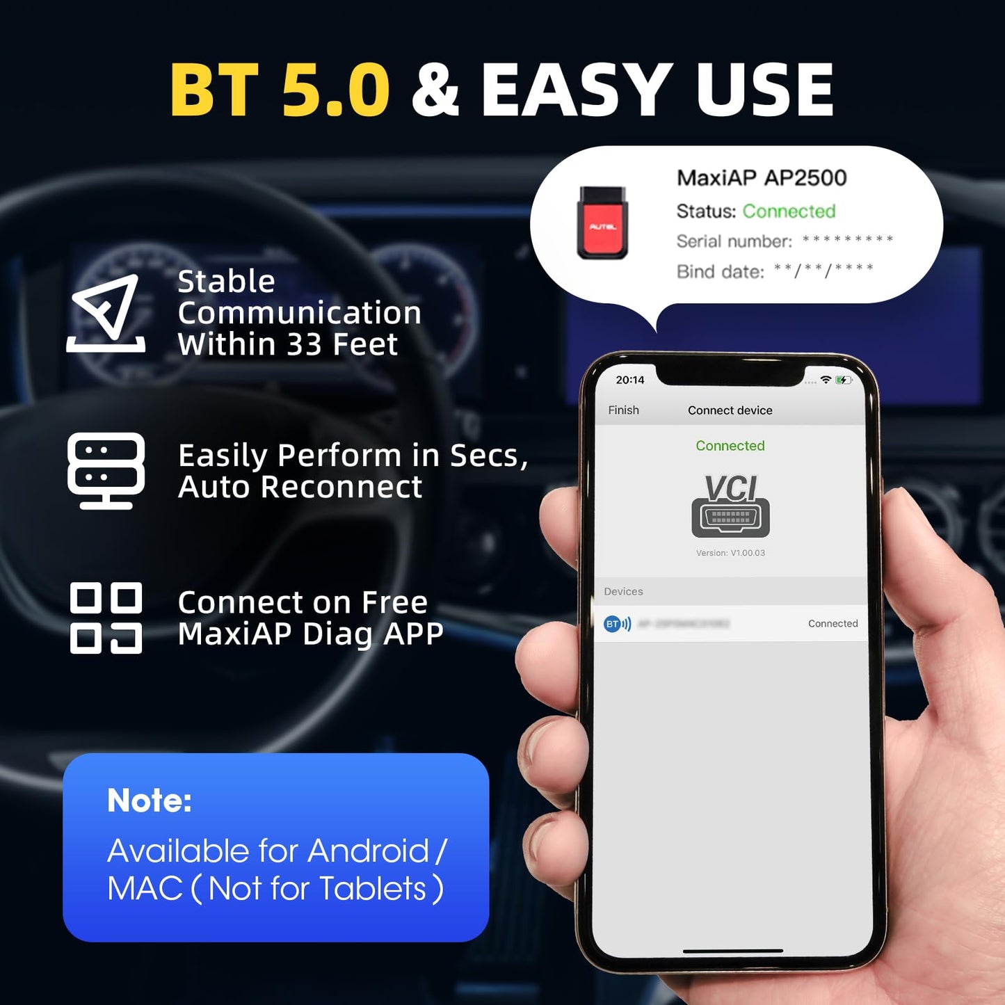 Autel AP2500E Bluetooth OBD2 Scanner – All-System Diagnostic Tool