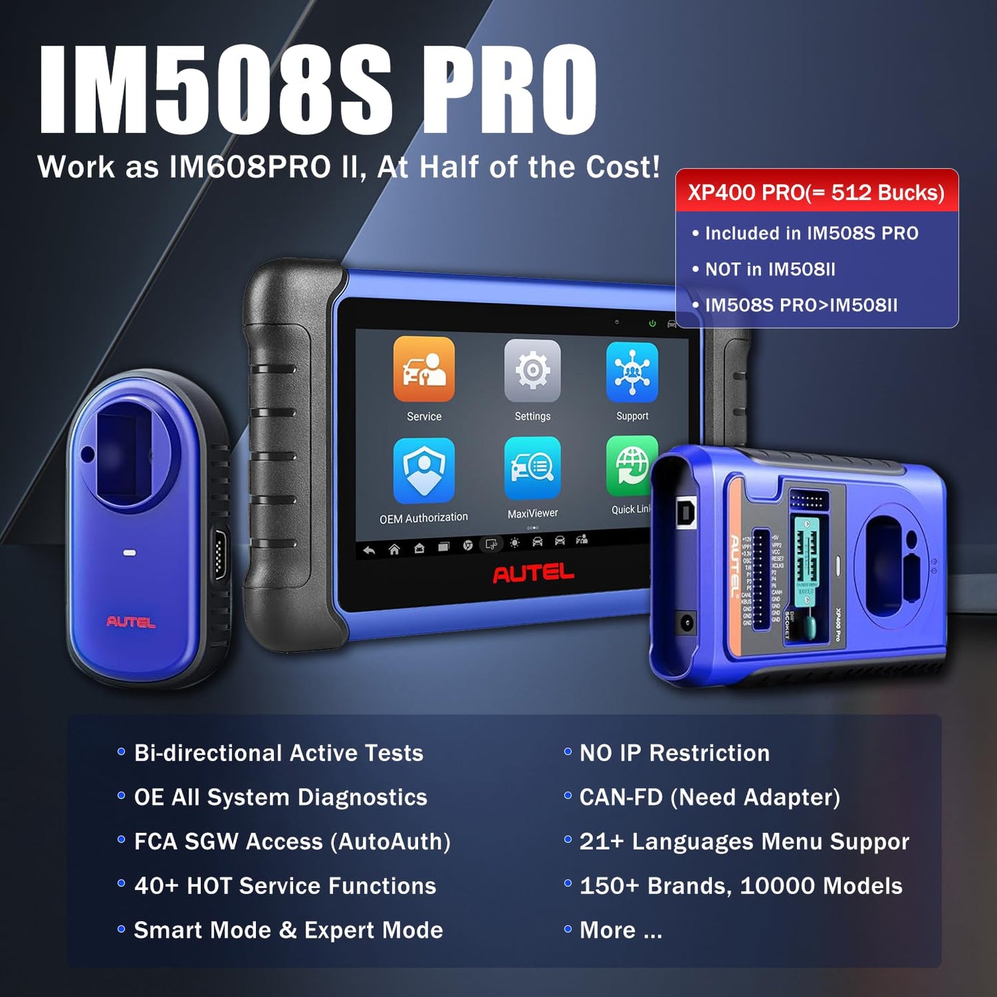Autel IM508S Pro + XP400 Pro Scanner – All-System Key Programming Tool