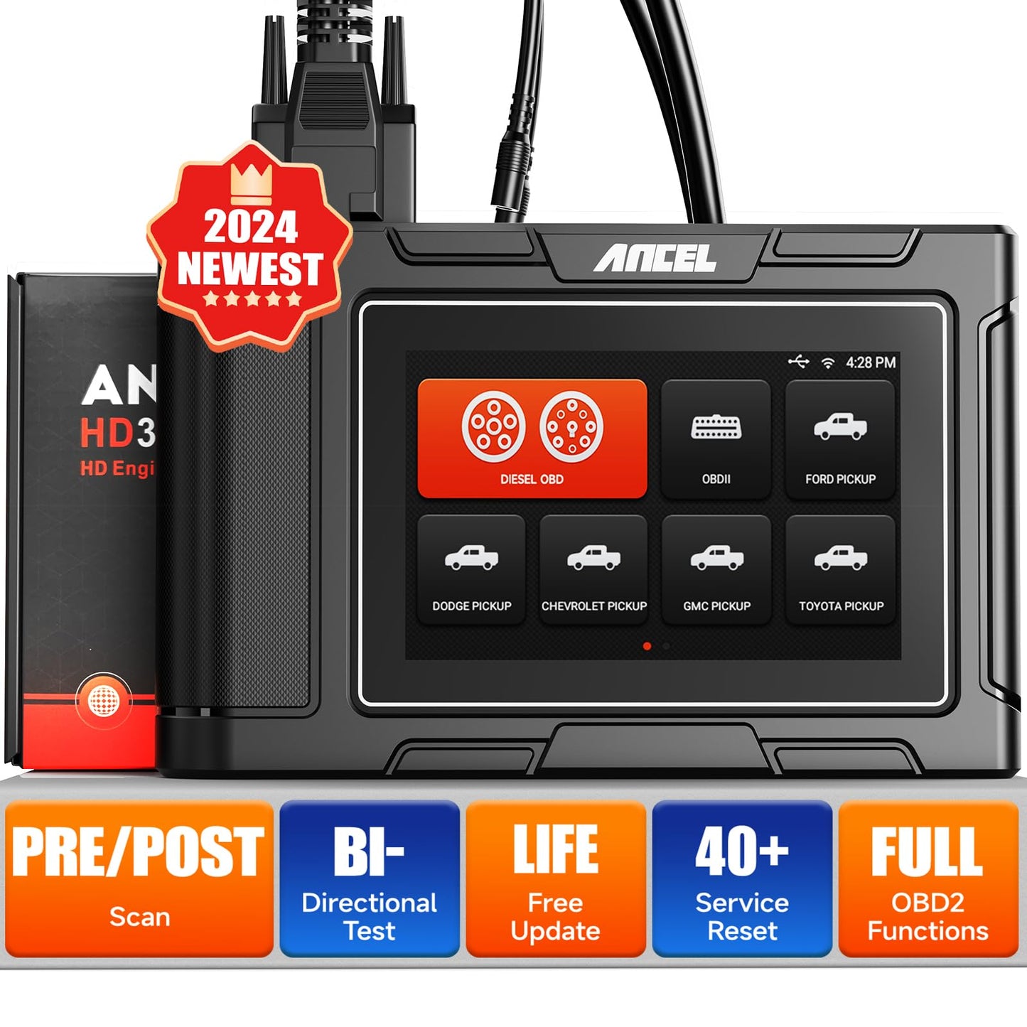 ANCEL HD3500 Pro OBD2 Diesel Scanner for Pickup & Light Trucks