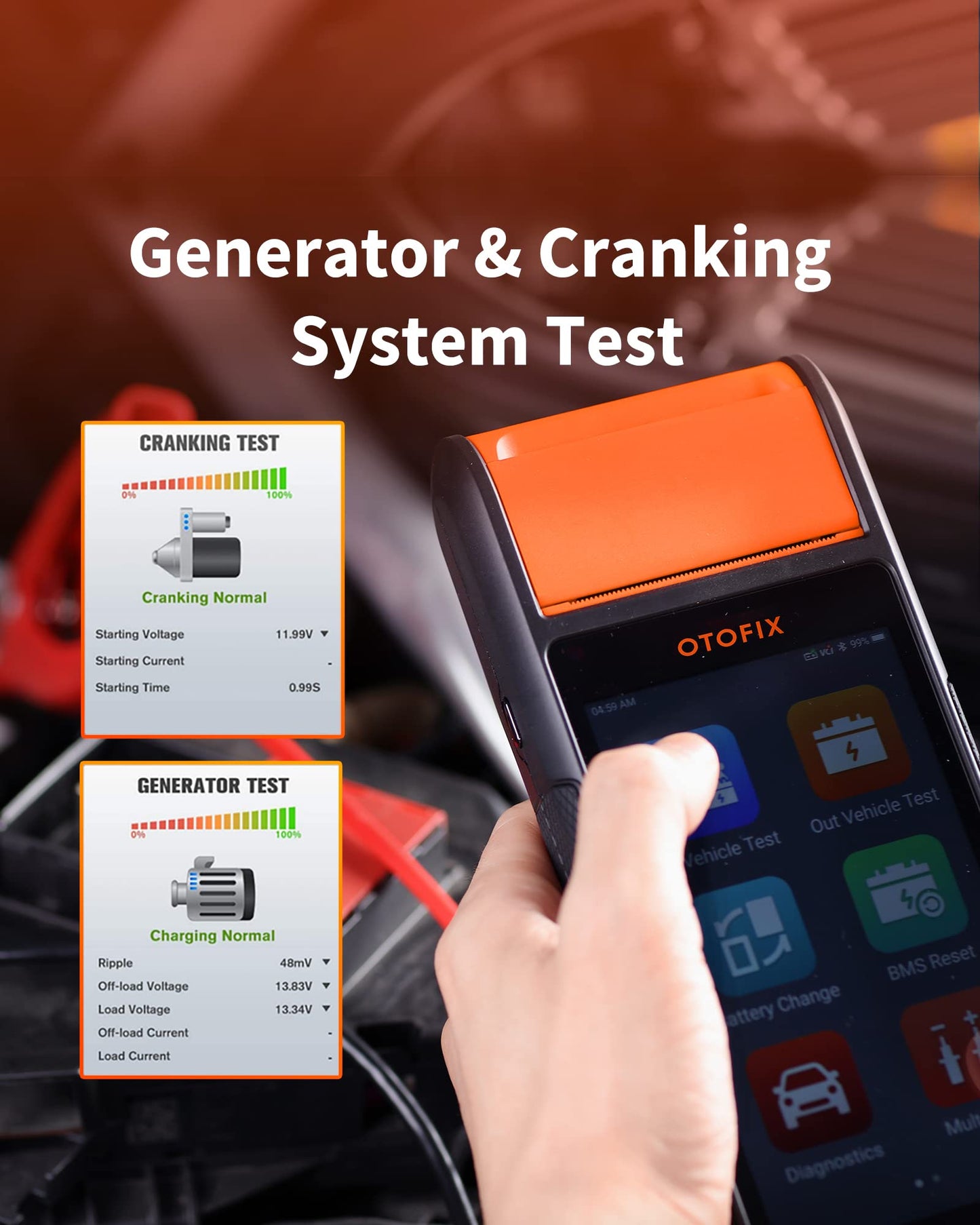 OTOFIX BT1 Battery Tester & Diagnostic Scanner with Printer & VCI