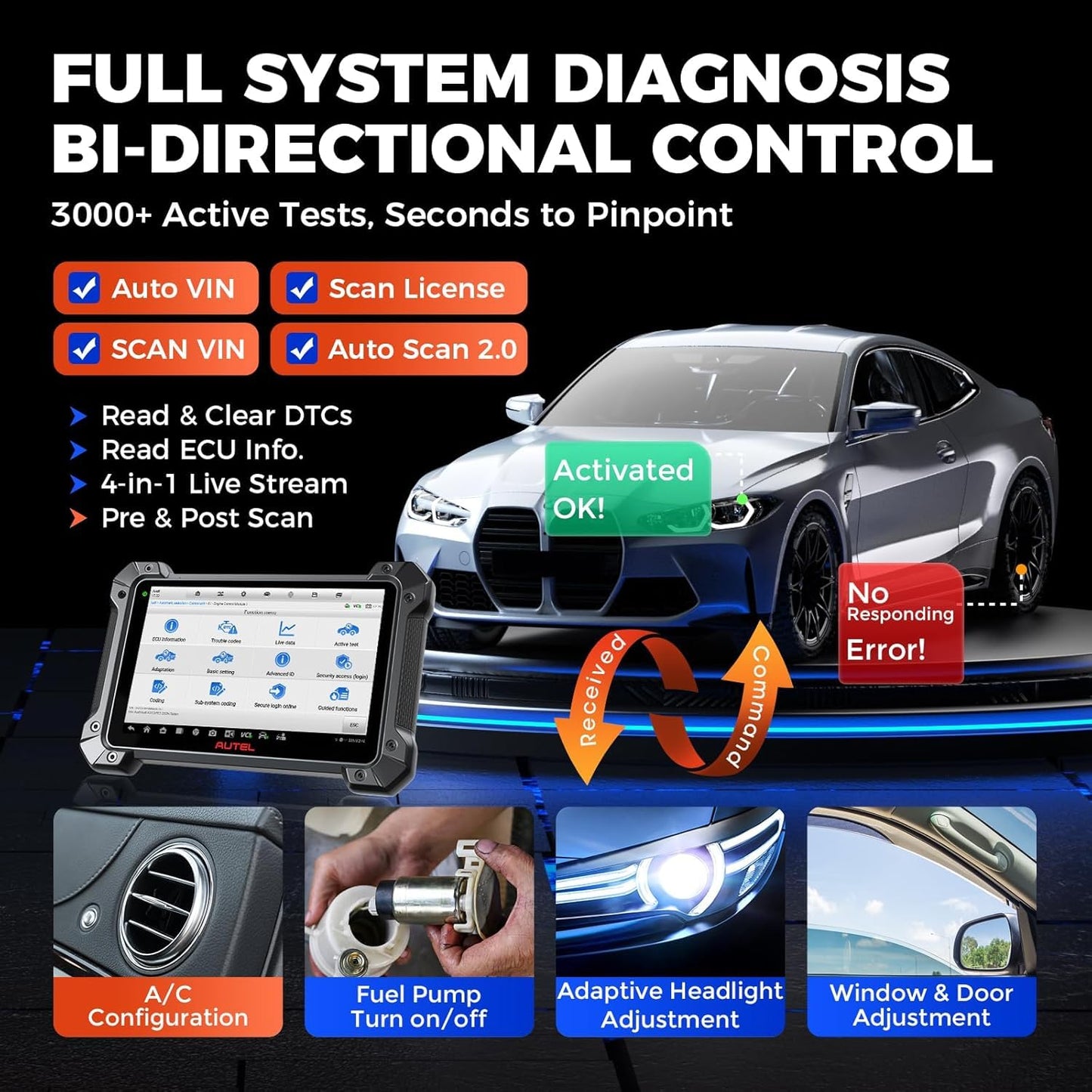 Autel MK908 Pro II (2025) J2534 Programming Tool – ECU Coding, Bidirectional, 40+ Services, OS 10, AutoScan 2.0, Upgrade of MS908S Pro Elite
