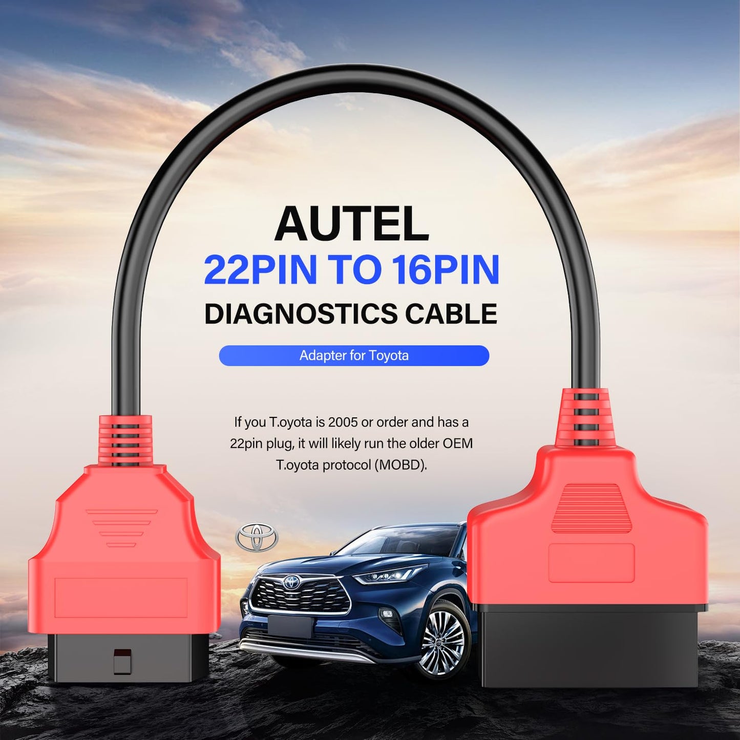 Autel 22-Pin OBD1 to 16-Pin OBD2 Adapter Cable for Toyota