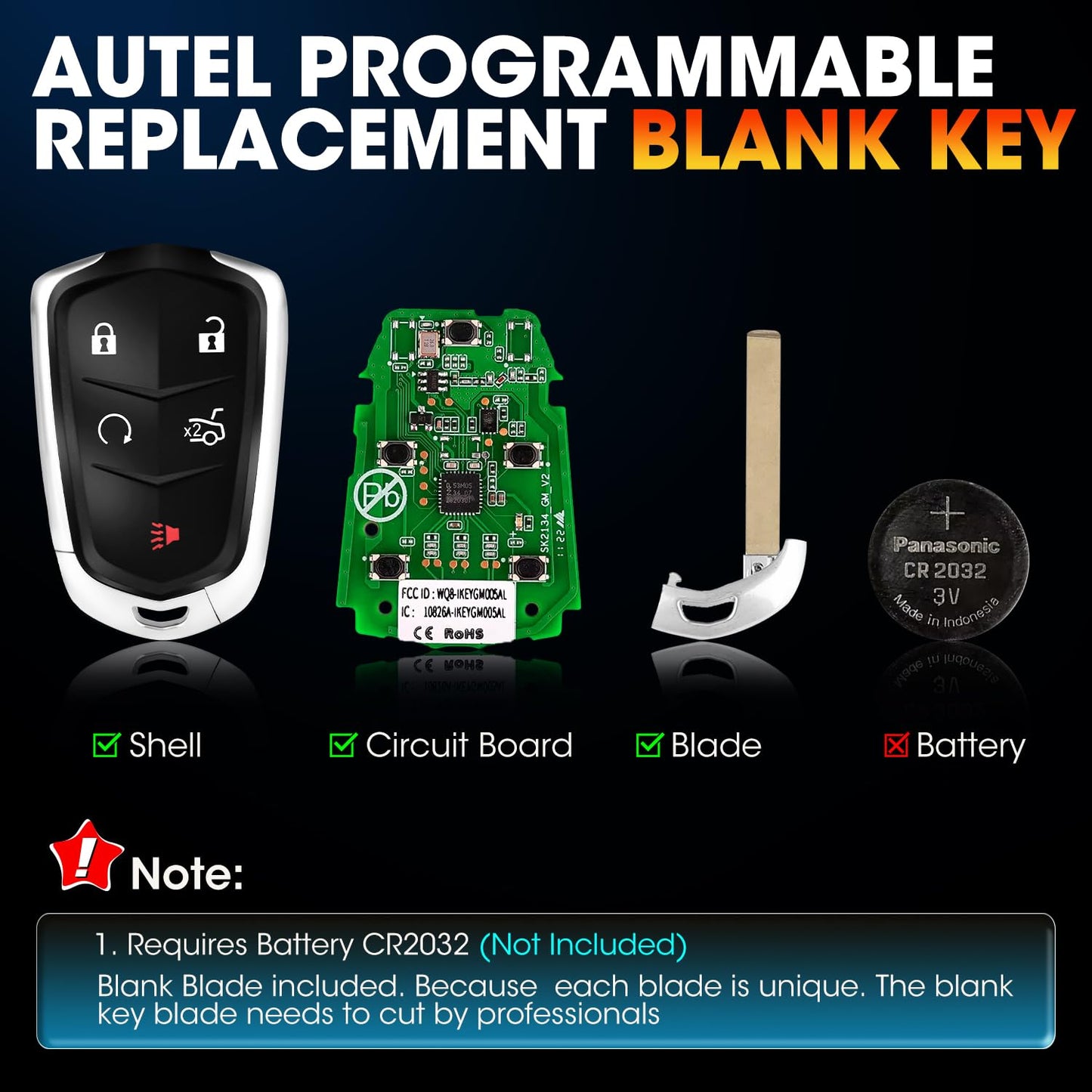 Autel GM 5-Button Programmable Key Fob for Cadillac & Chevy