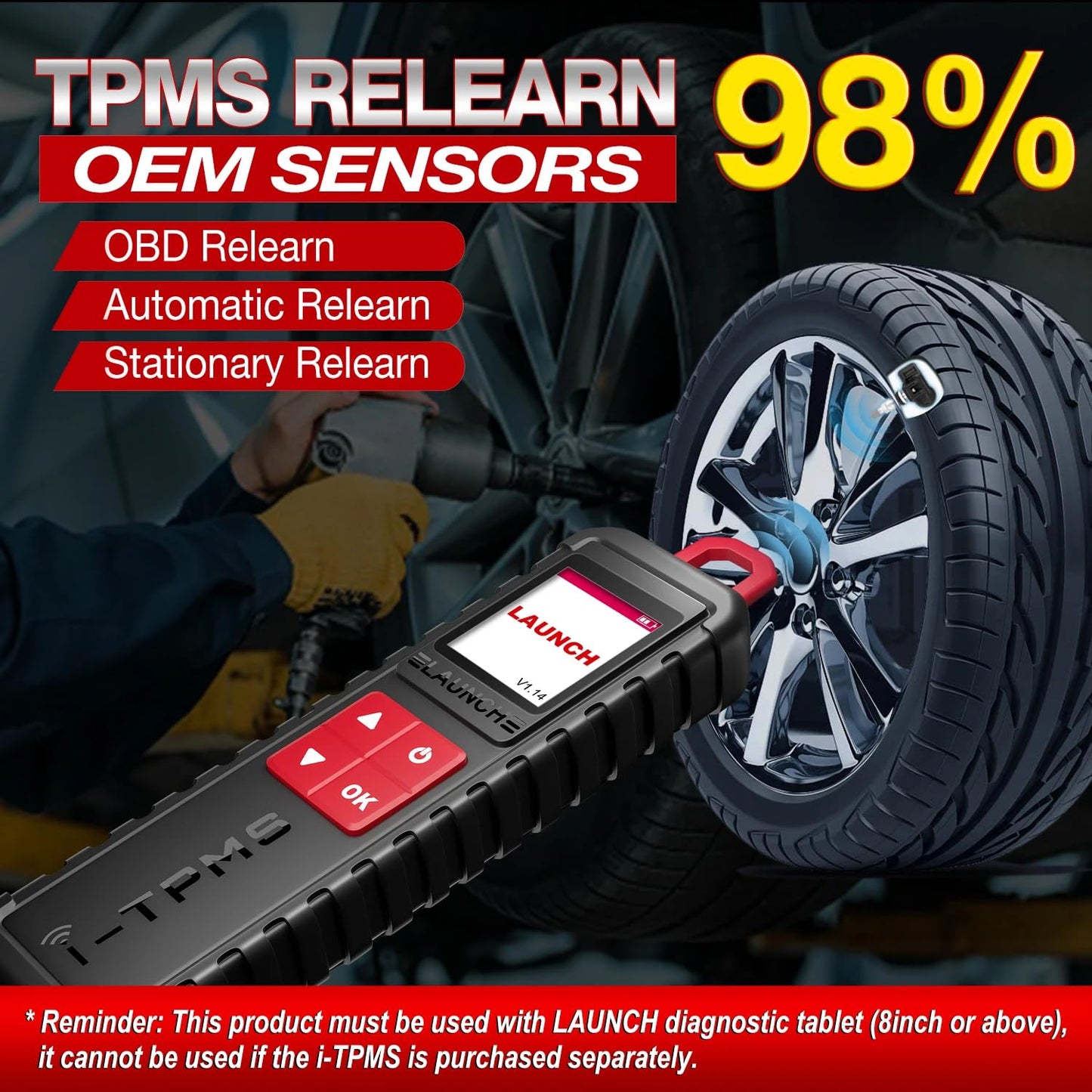 Launch X-431 i-TPMS TPMS Tool + 4 RF Sensors 315/433MHz