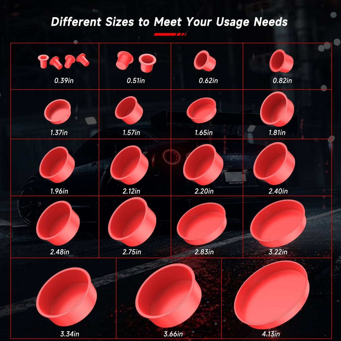 ANCEL Automotive Red Cap Plugs Kit 23-Piece for Smoke Leak Testing