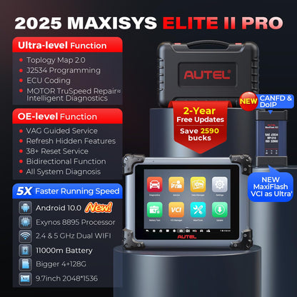 Autel MaxiSYS Elite II Pro 2025 Scanner with J2534 & 40+ Services