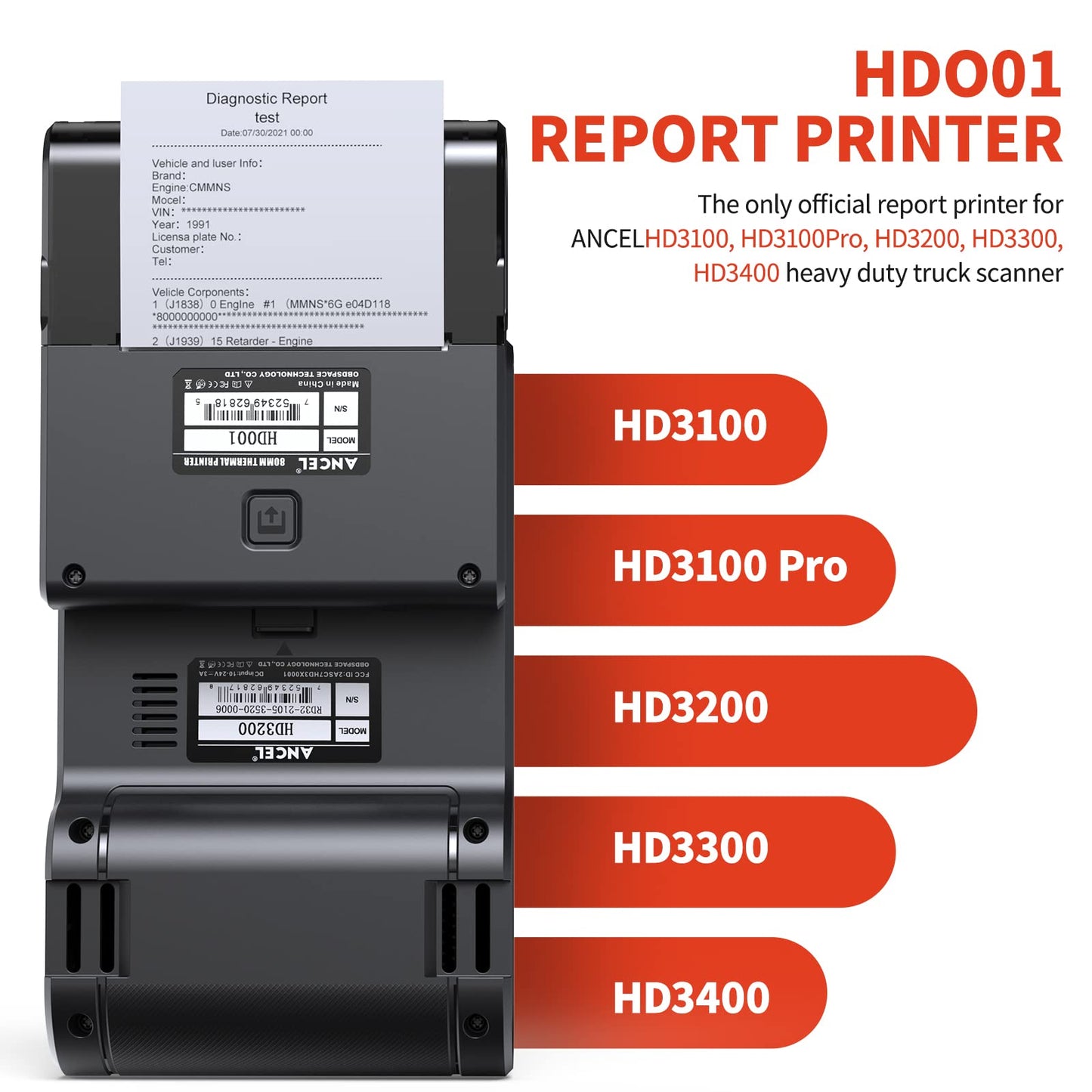 ANCEL HD Series Printer for Diesel Truck Scanners – Fast Diagnostic Printing