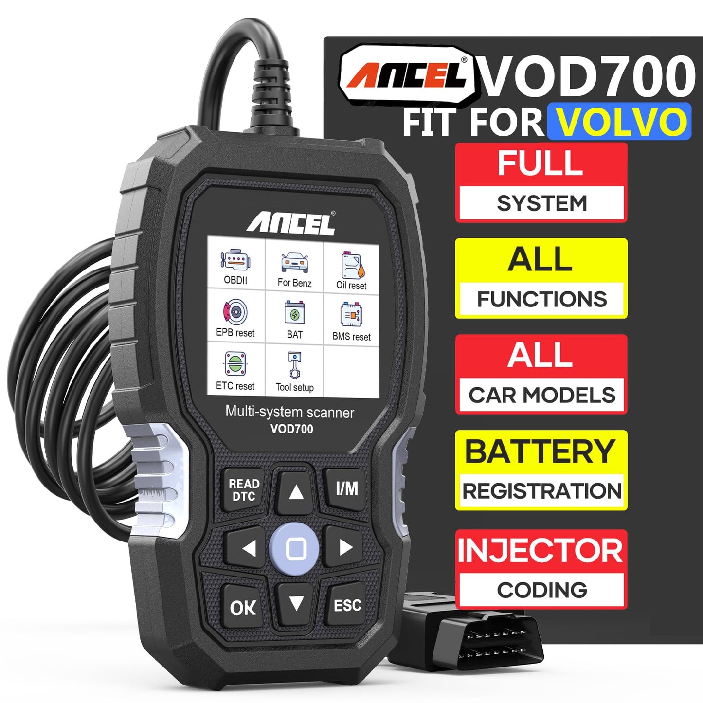 ANCEL VOD700 Volvo OBD2 Scanner Full System Diagnostic Tool