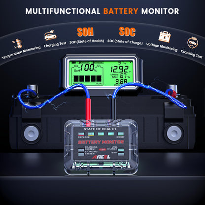 ANCEL BM200 PRO 12V Battery Monitor with RF & Solar Charging