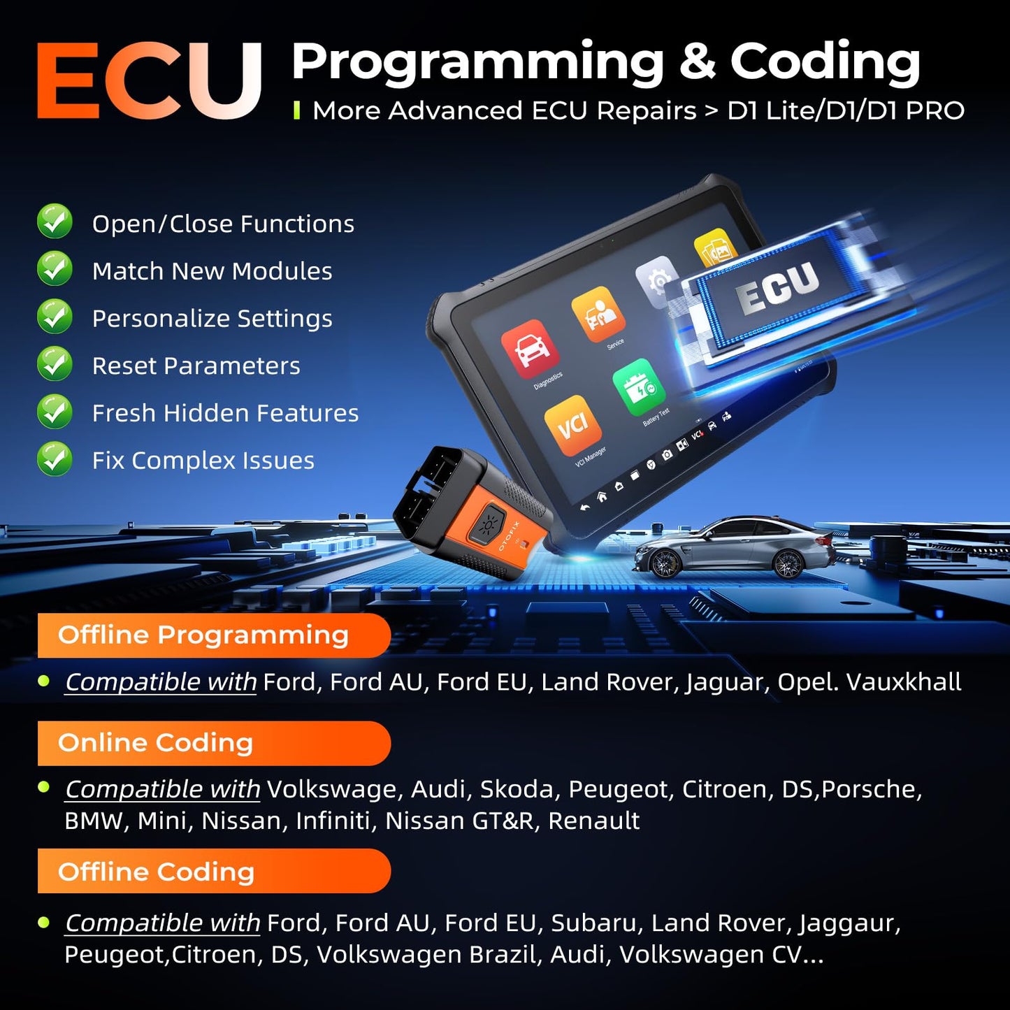 OTOFIX D1 Max ECU Coding Scanner with Bi-Directional Control & 40+ Services
