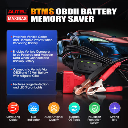 Autel MaxiBAS BTMS OBD2 Memory Saver – 12V Battery Backup Tool