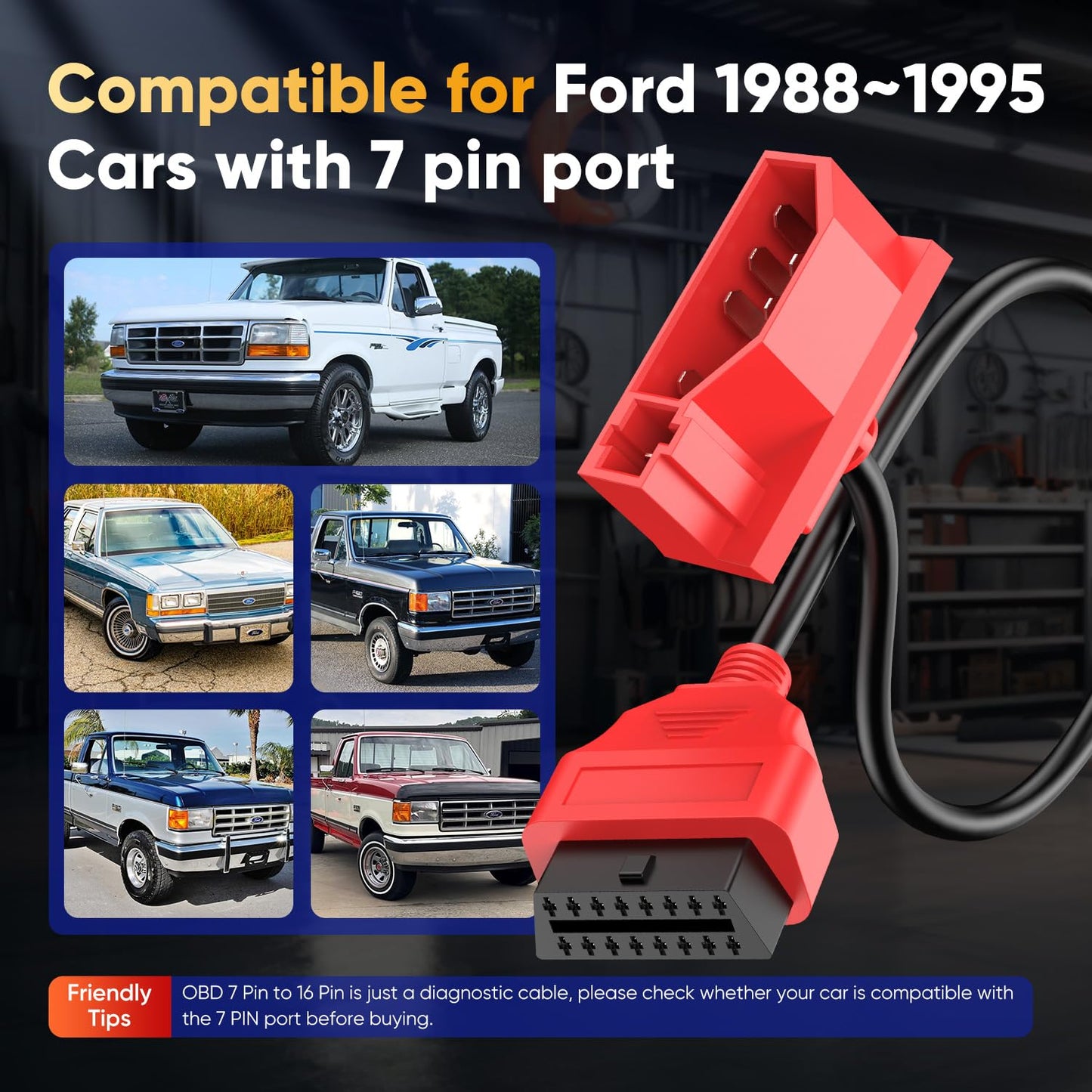 Autel 7-Pin to 16-Pin OBD1 to OBD2 Adapter for Ford (1985–1991)
