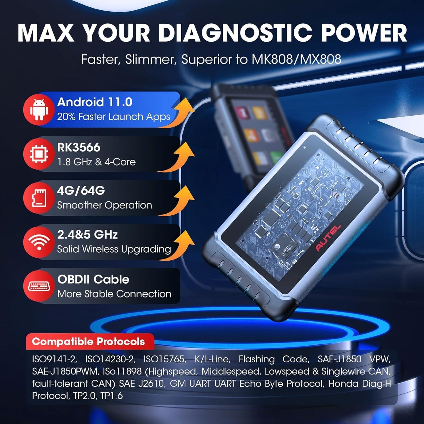 Autel MaxiCOM MK808S – 2025 Bidirectional Scanner with 28+ Services, Active Tests & All System Diagnostics