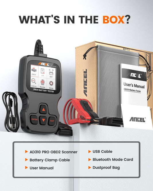 ANCEL AD310 Pro OBD2 Bluetooth Scanner & 12V/24V Car Battery Tester