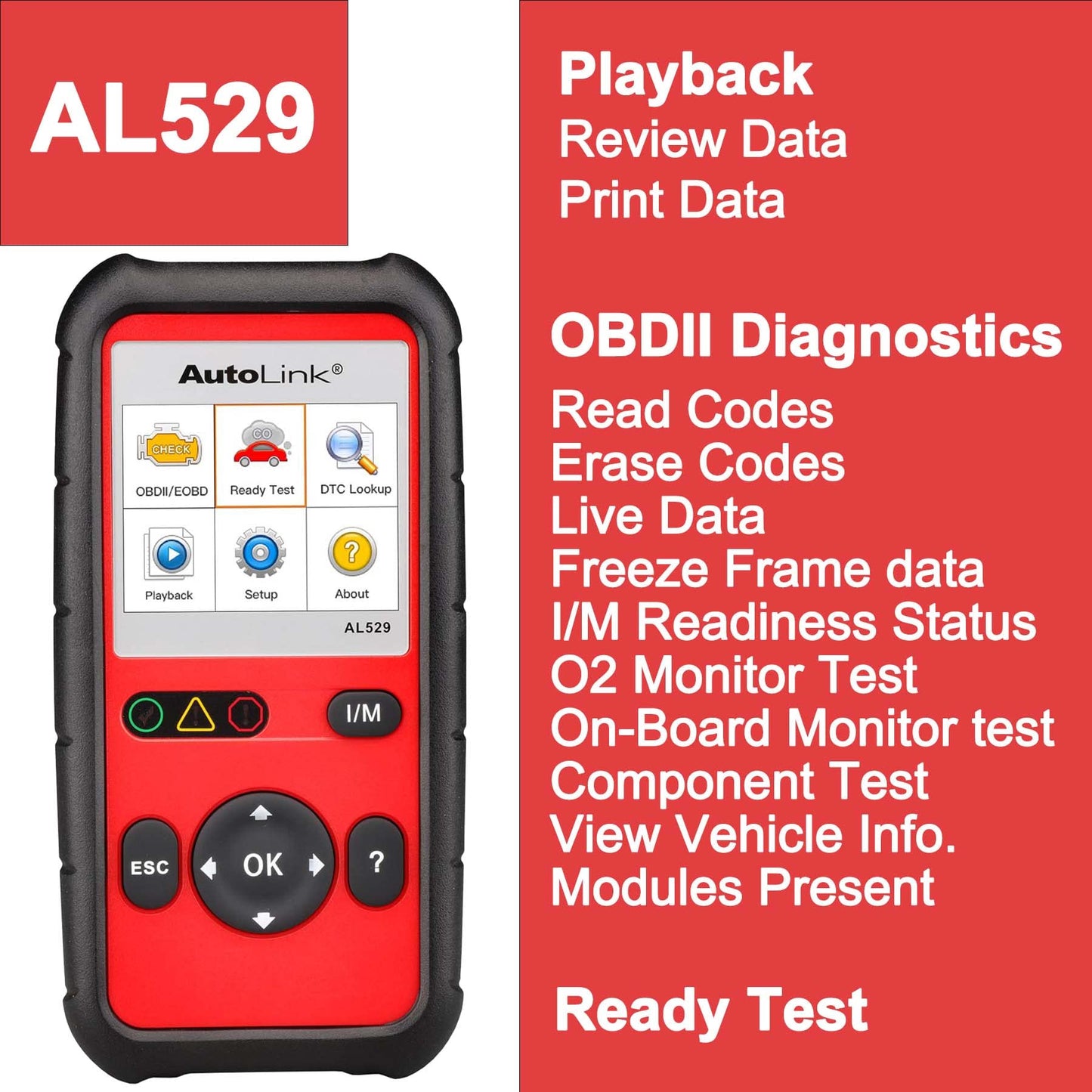 Autel AutoLink AL529 OBD2 Scanner - Advanced Code Reader & Live Data