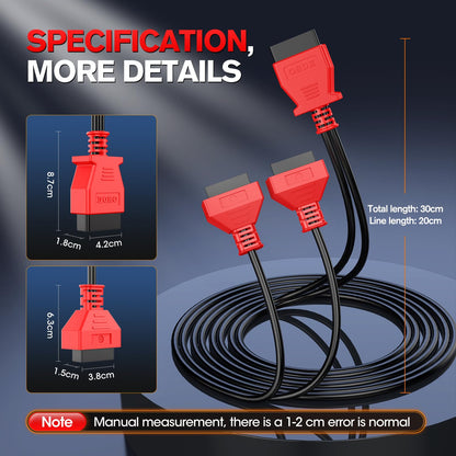 Autel OBD2 Splitter Y Cable, 16 Pin OBD II Extension, 2-Port Adapter